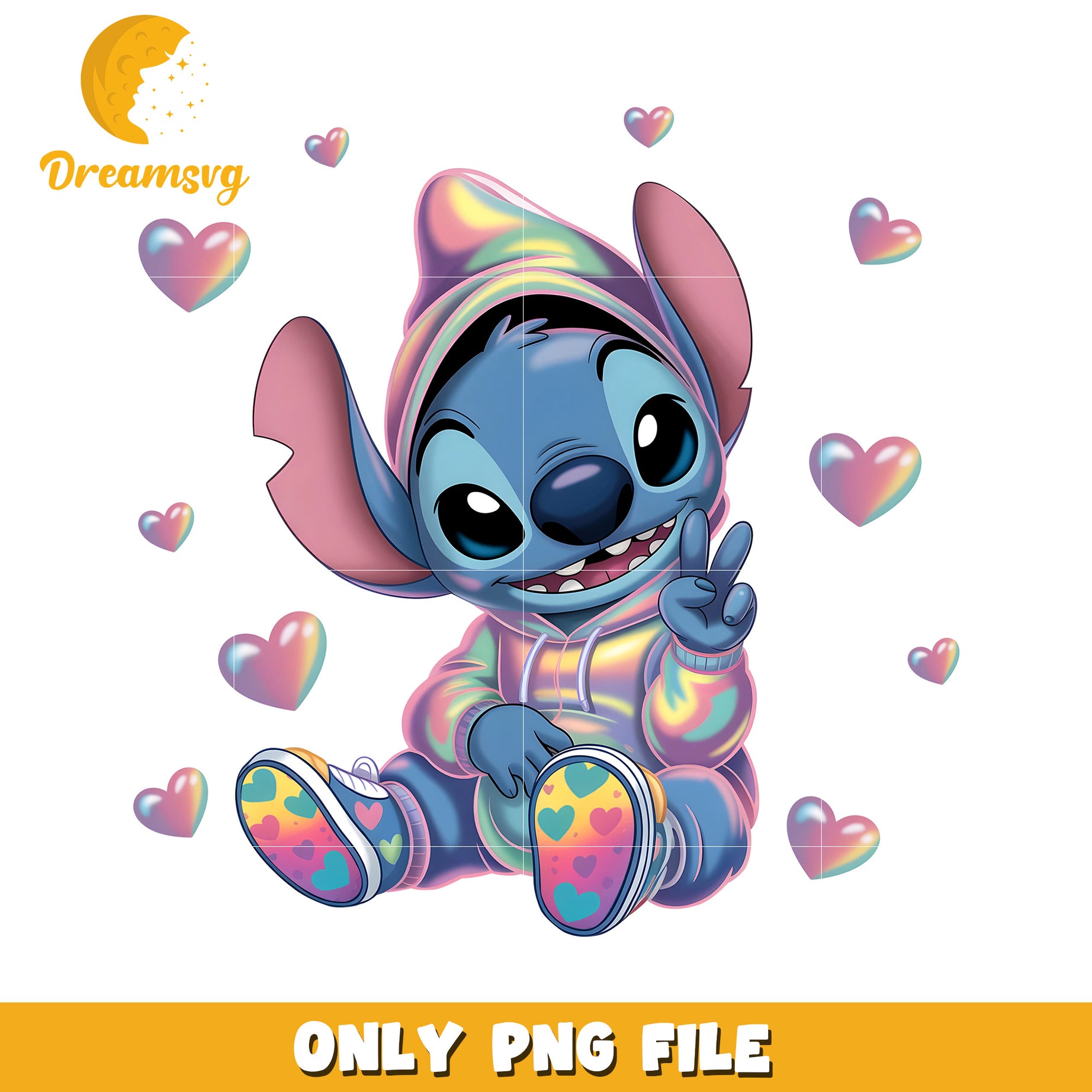 Stitch say hi png, stitch cute 2025 design greeting png
