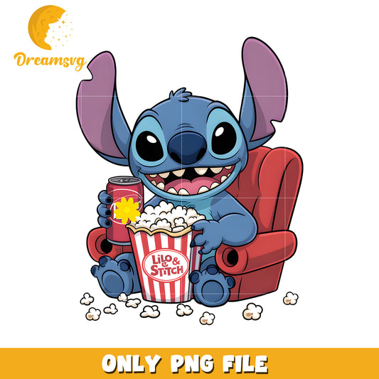 Stitch watching the movie design png,  stitch movie png, disney stitch png