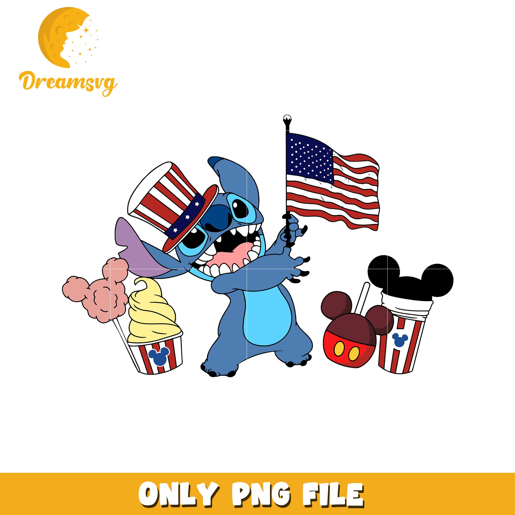 Stitch with usa cute icon png, lilo and stitch png, 4th of july png ...