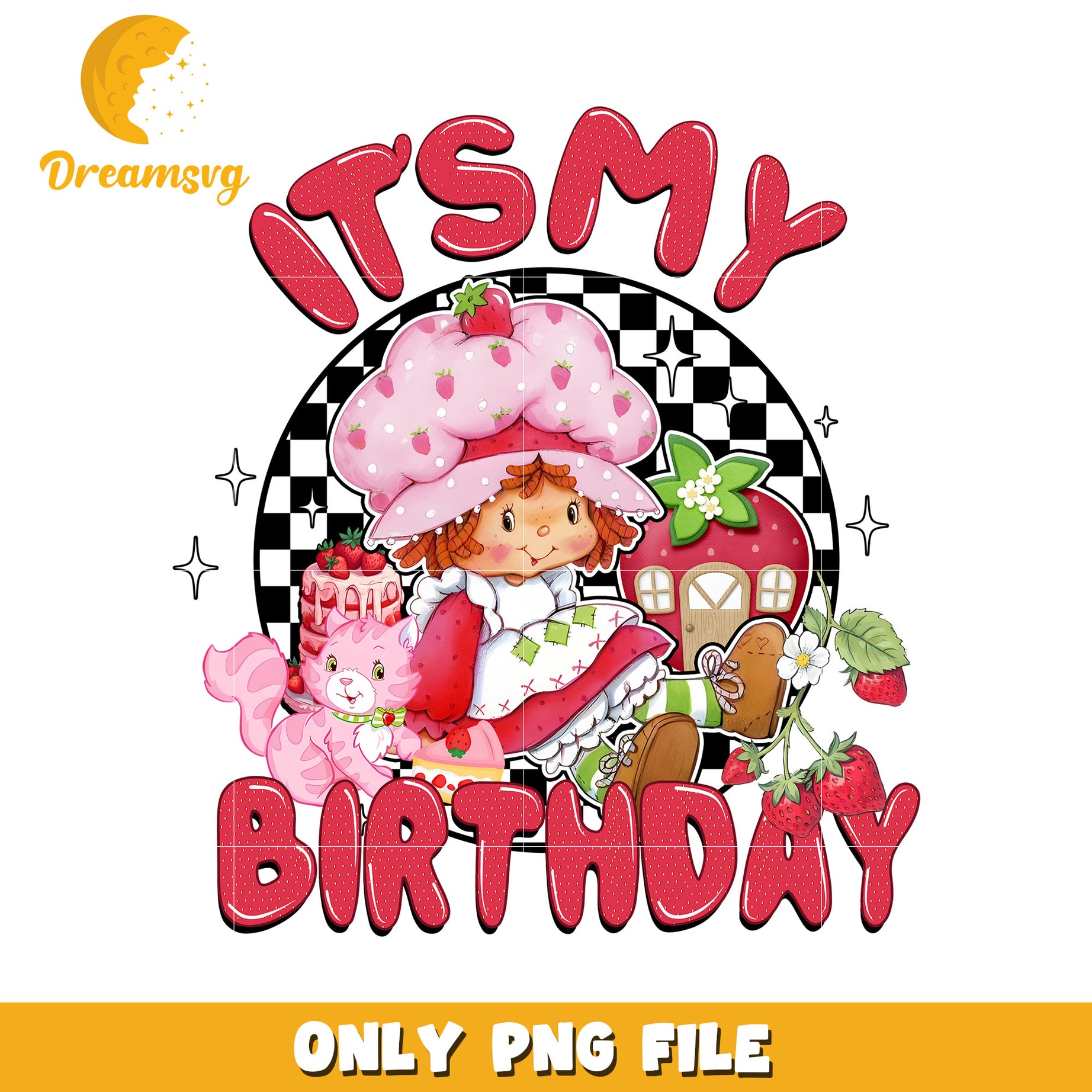 Strawberry Shortcake Birthday PNG, Cute Design