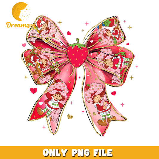 Strawberry Shortcake Bow PNG, Glitter, Sublimation