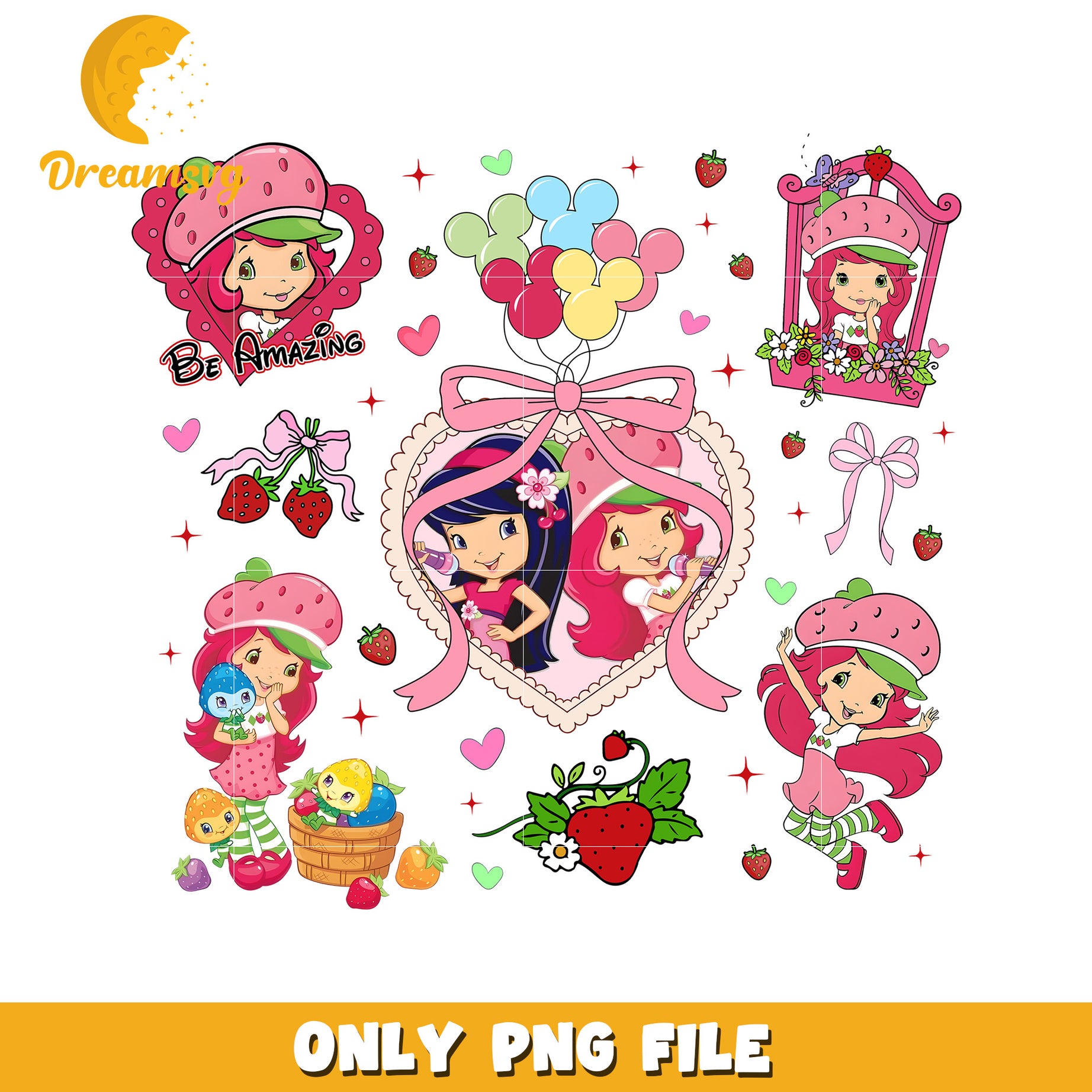 Strawberry Shortcake Clipart, Cute PNG Images for Crafts, Printables