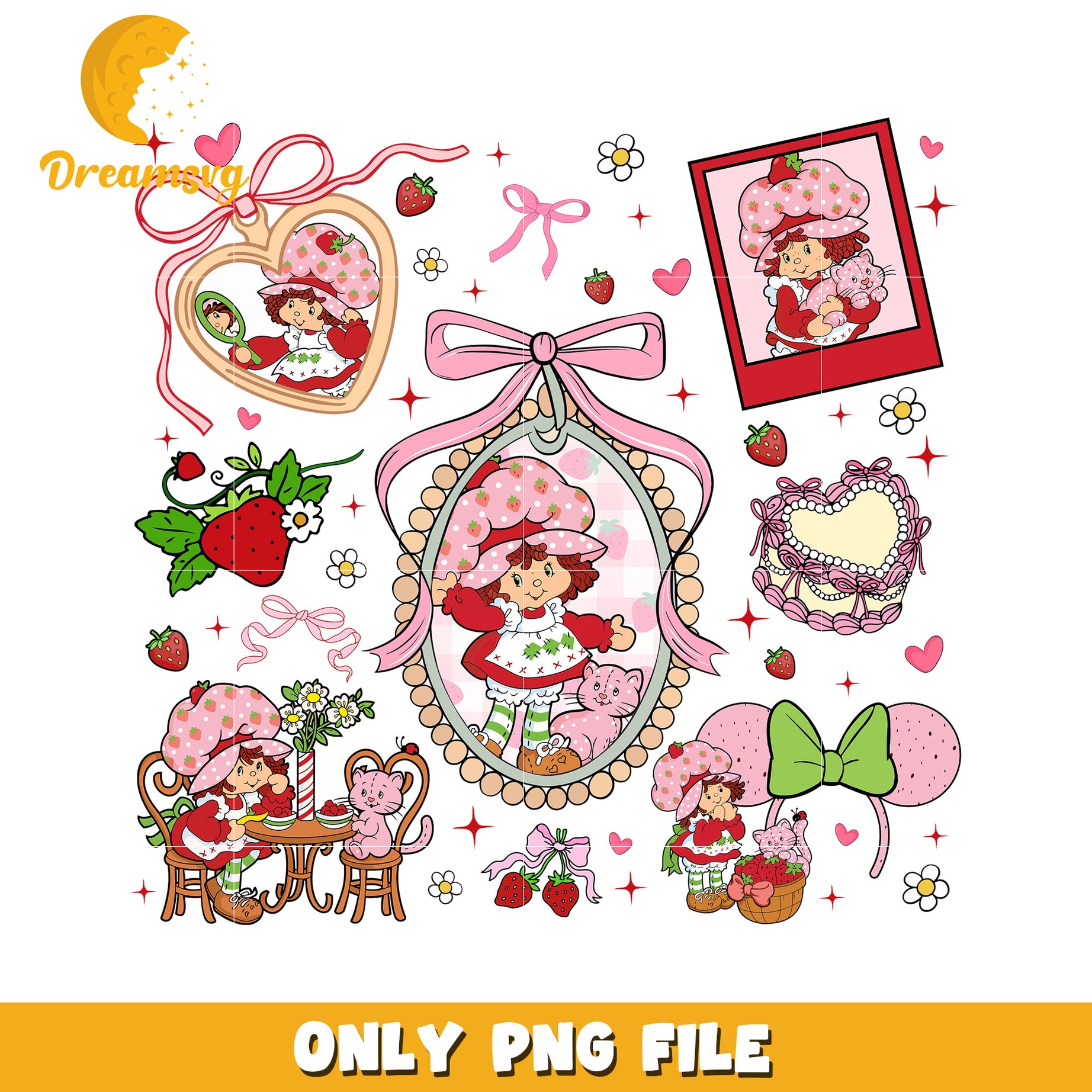 Strawberry Shortcake PNG Clipart, Sublimation Design