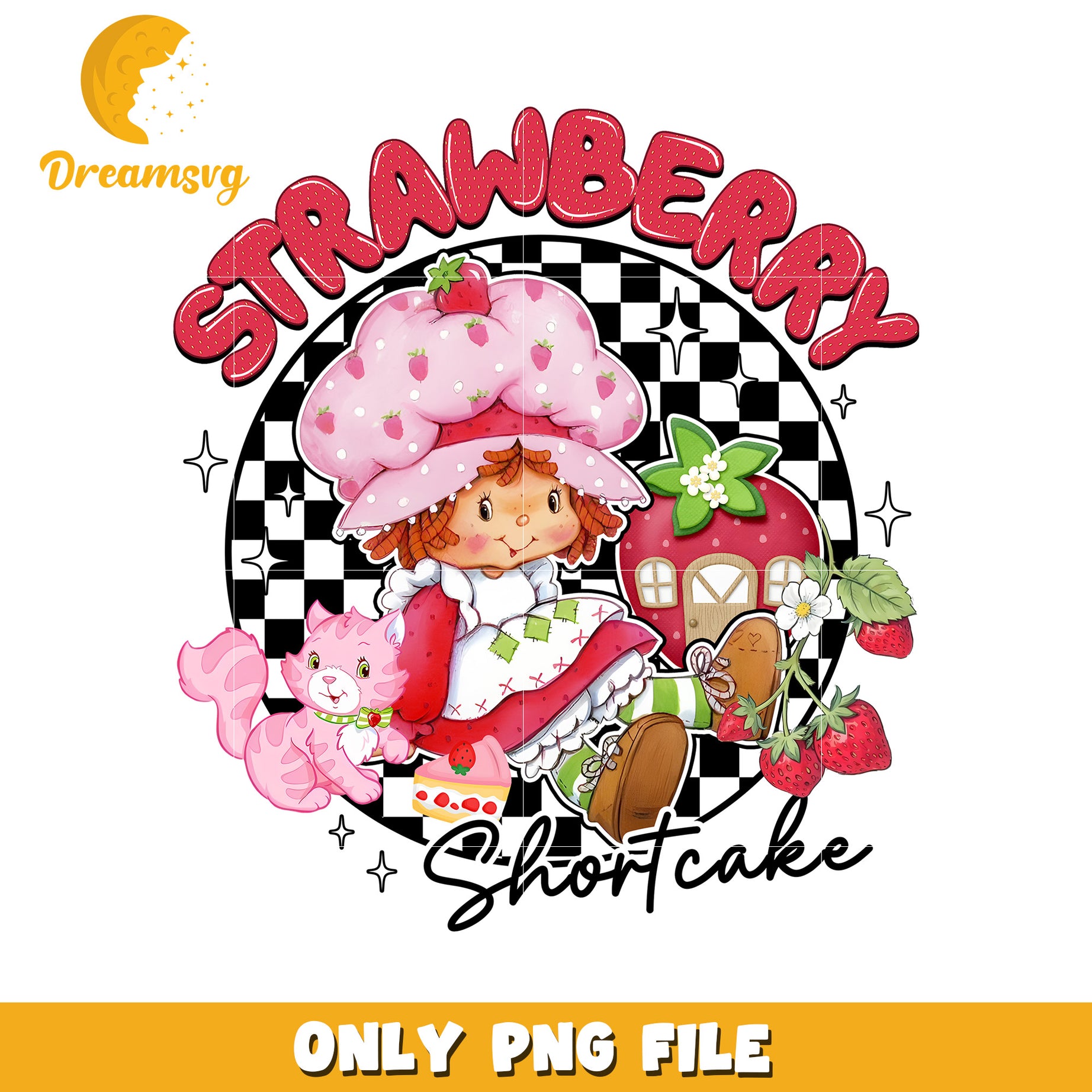 Strawberry Shortcake PNG File for Crafting, Digital Download, Fun Design