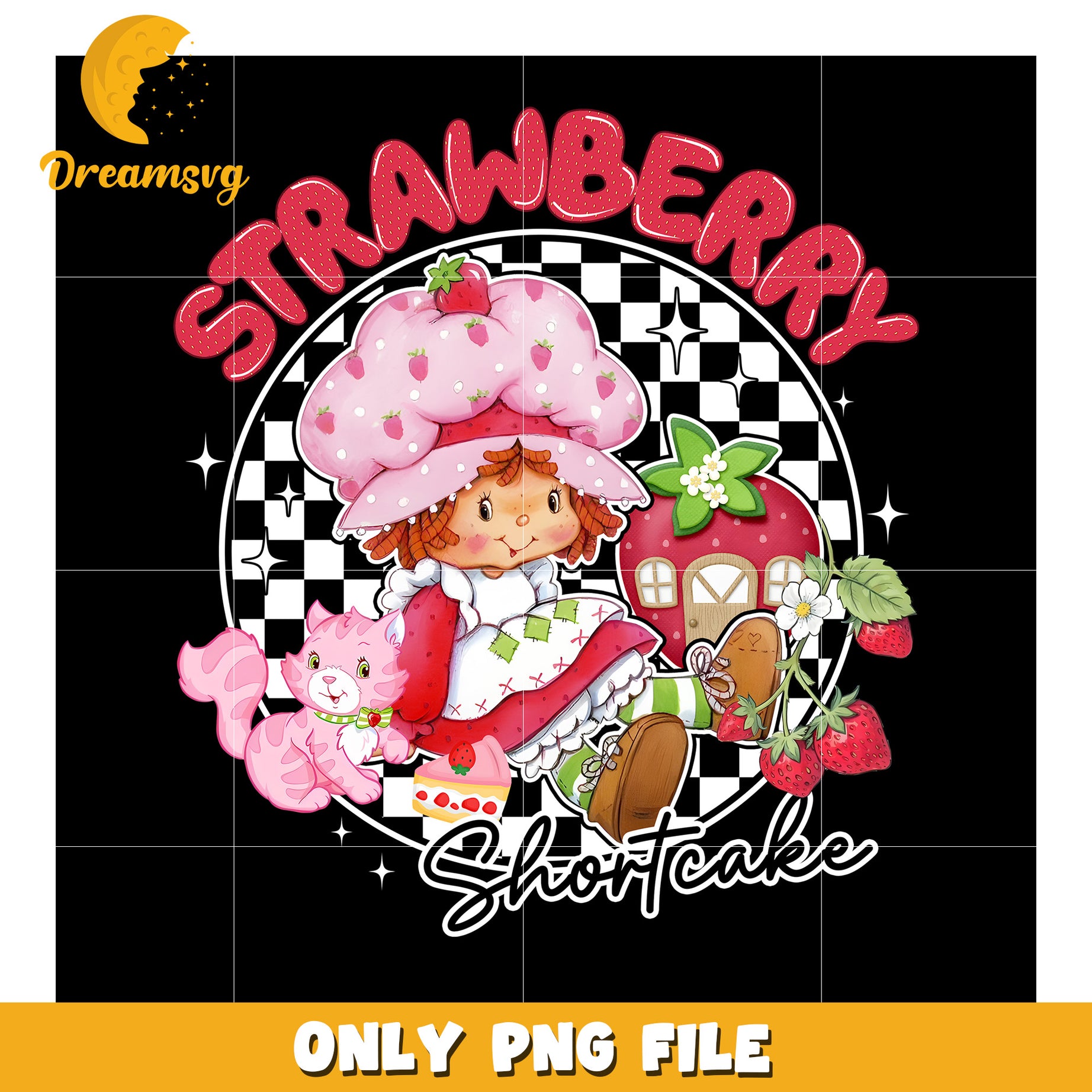 Strawberry Shortcake PNG, Cute Retro Design