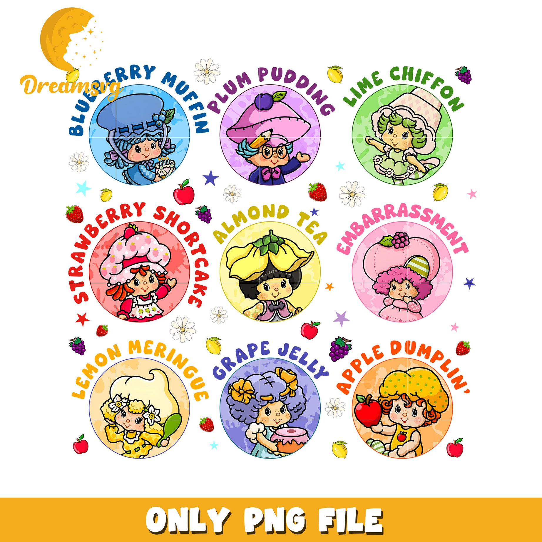 Strawberry Shortcake PNG, Fruit Characters