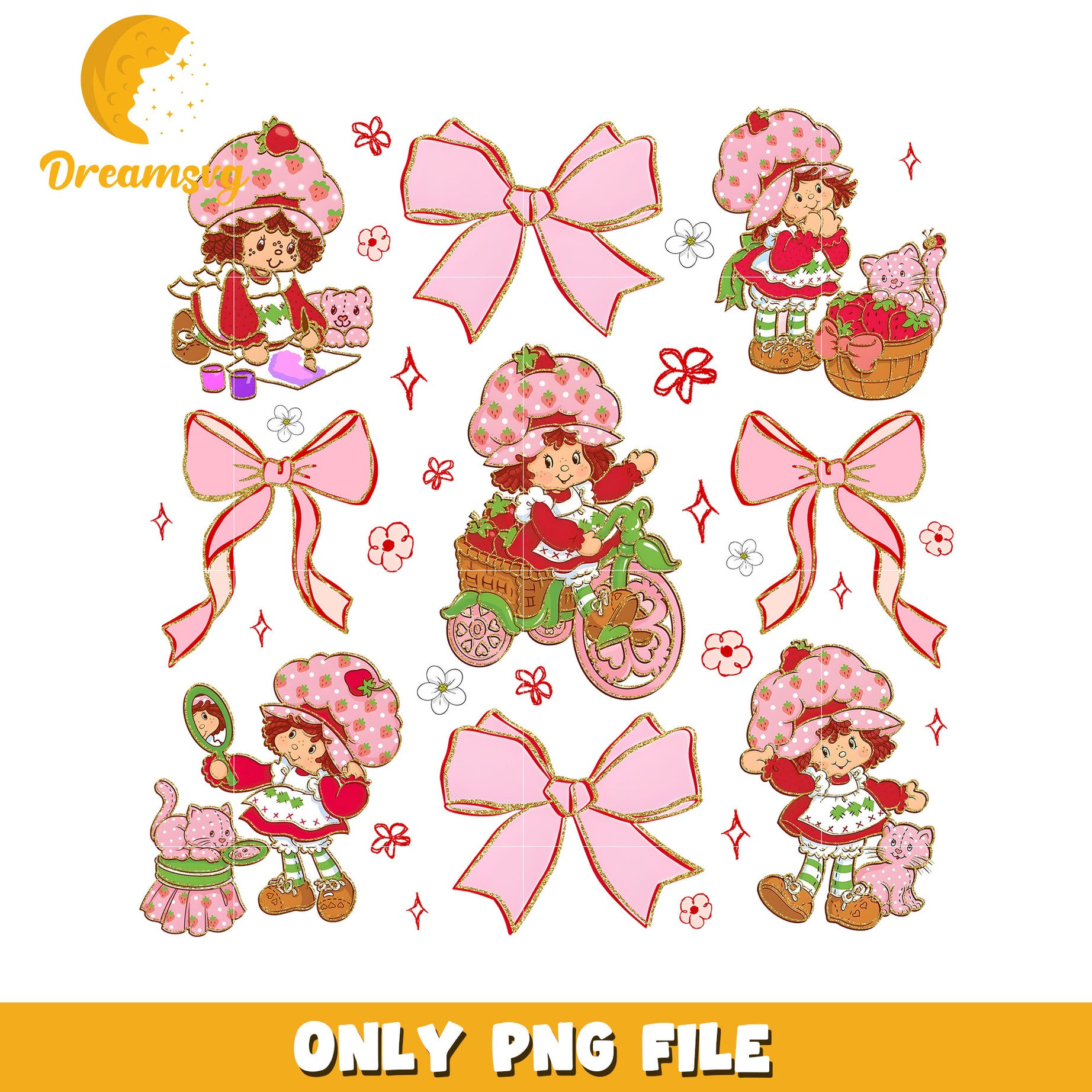 Strawberry Shortcake PNG, Glitter Clipart