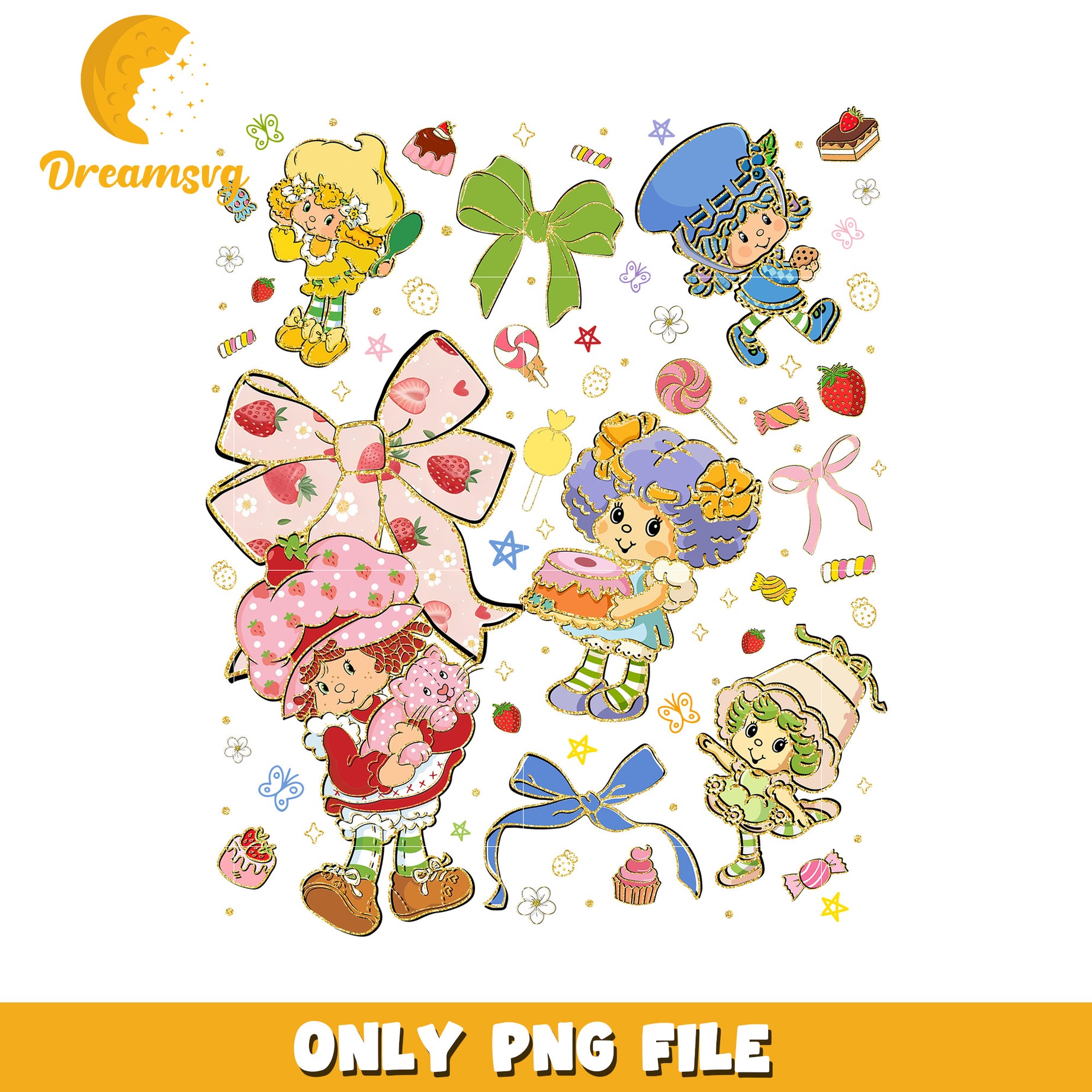Strawberry Shortcake PNG, Glitter, Cute, Download