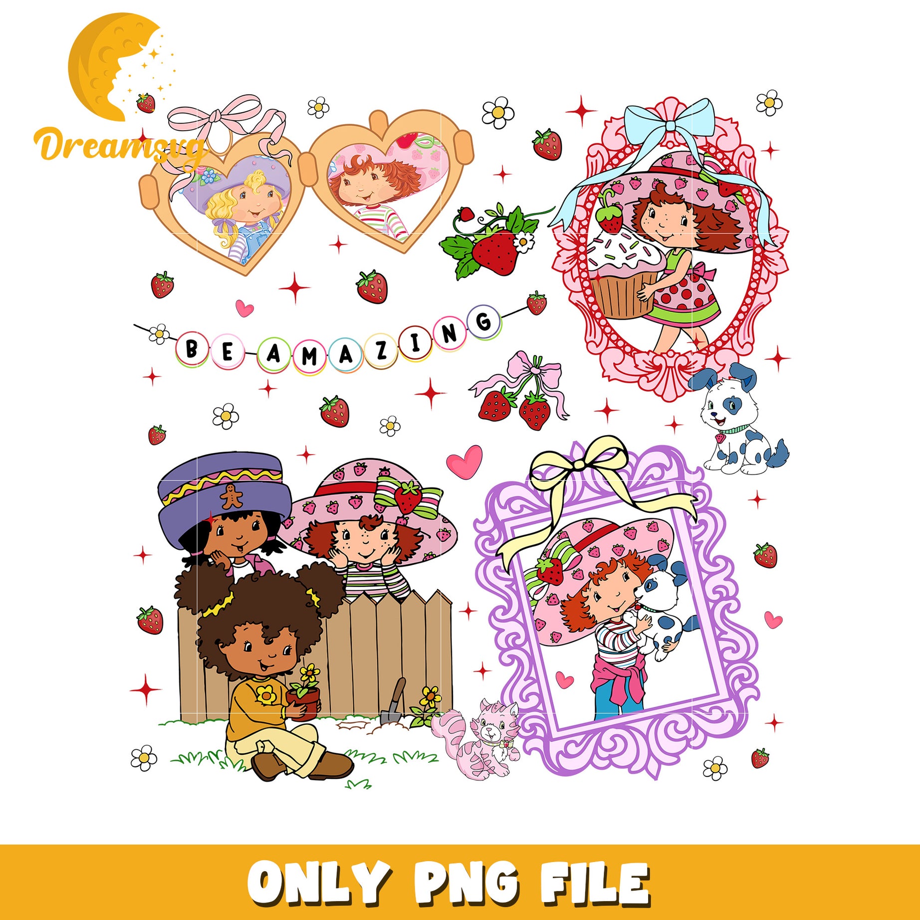 Strawberry Shortcake PNG, Sublimation Designs