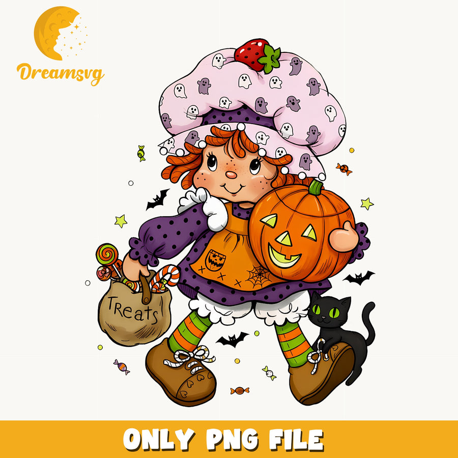 Strawberry Shortcake Halloween Clipart, Pink Pumpkin Ghost Treats