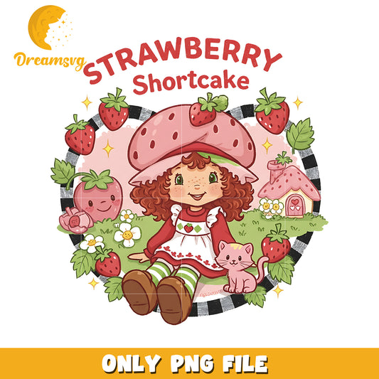 Strawberry cute and lovely png, shortcake art png, strawberry shortcake design png