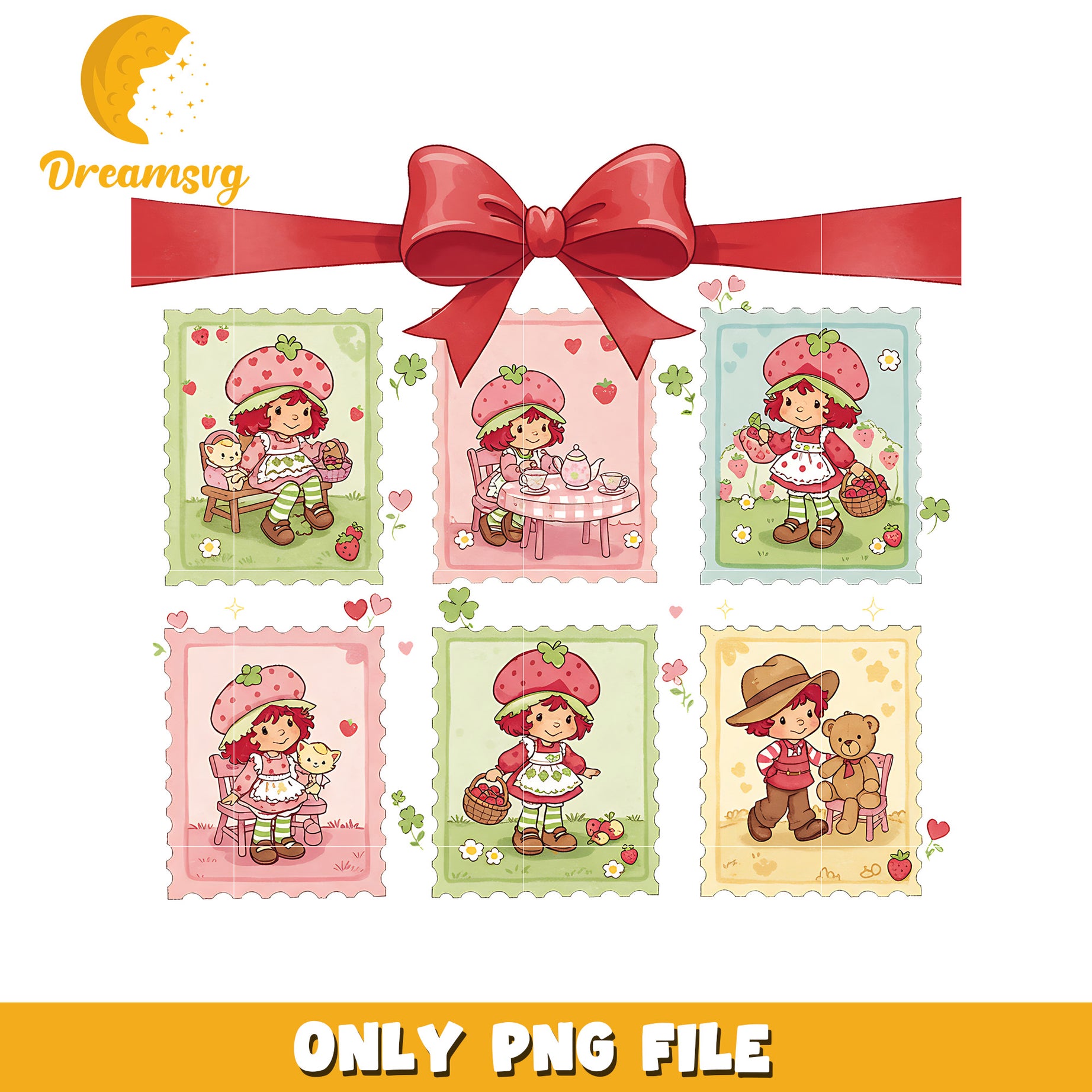 Strawberry design png, shortcake art png, strawberry shortcake design png