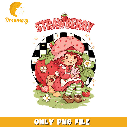 Strawberry png, shortcake art png, strawberry shortcake design png