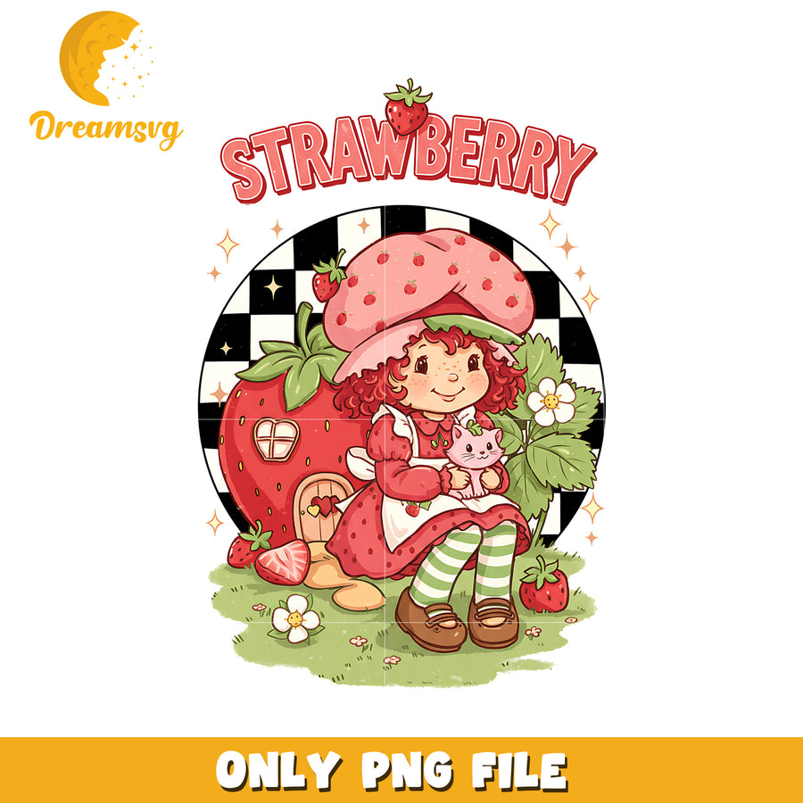 Strawberry png, shortcake art png, strawberry shortcake design png
