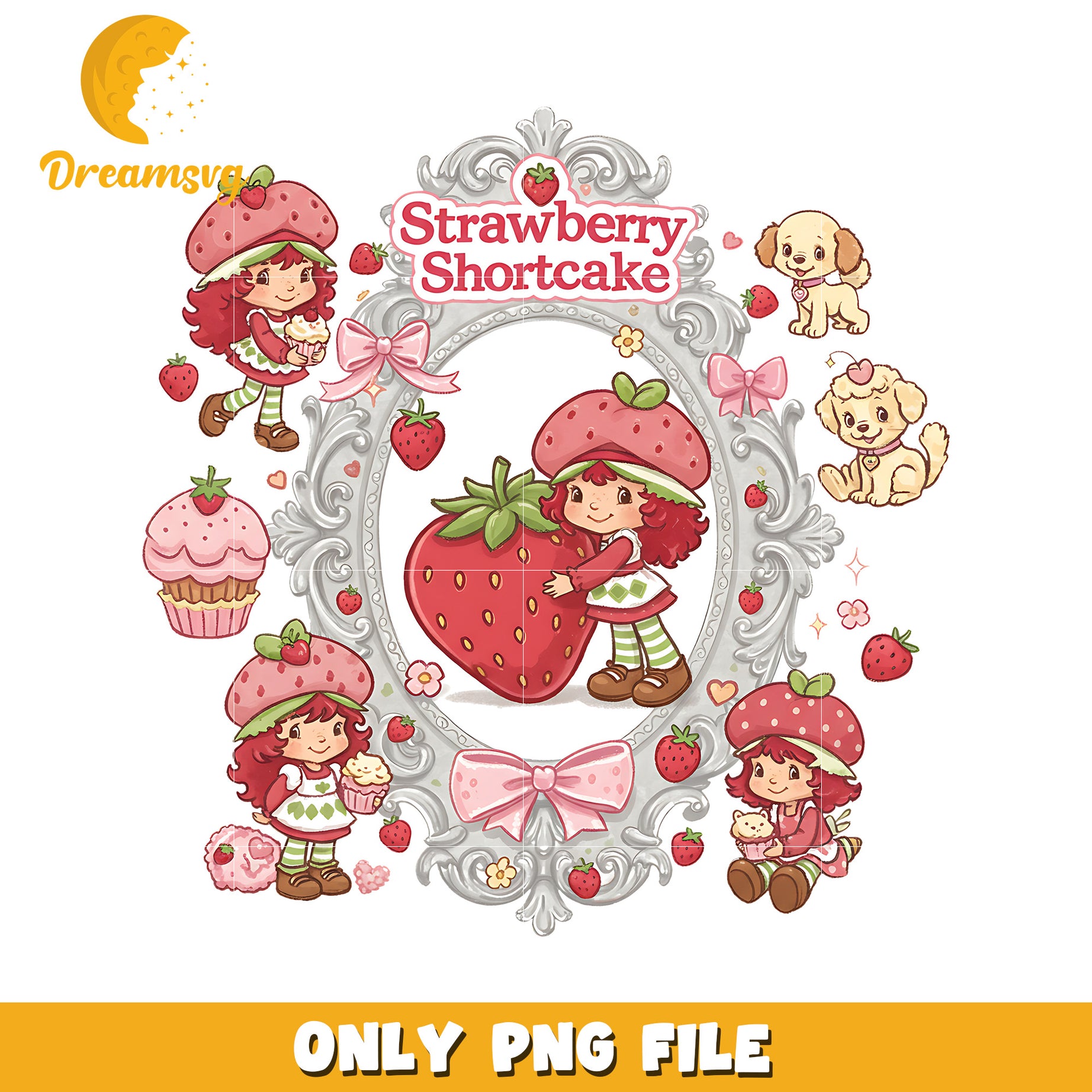 Strawberry shortcake design png, shortcake art png, strawberry shortcake design png