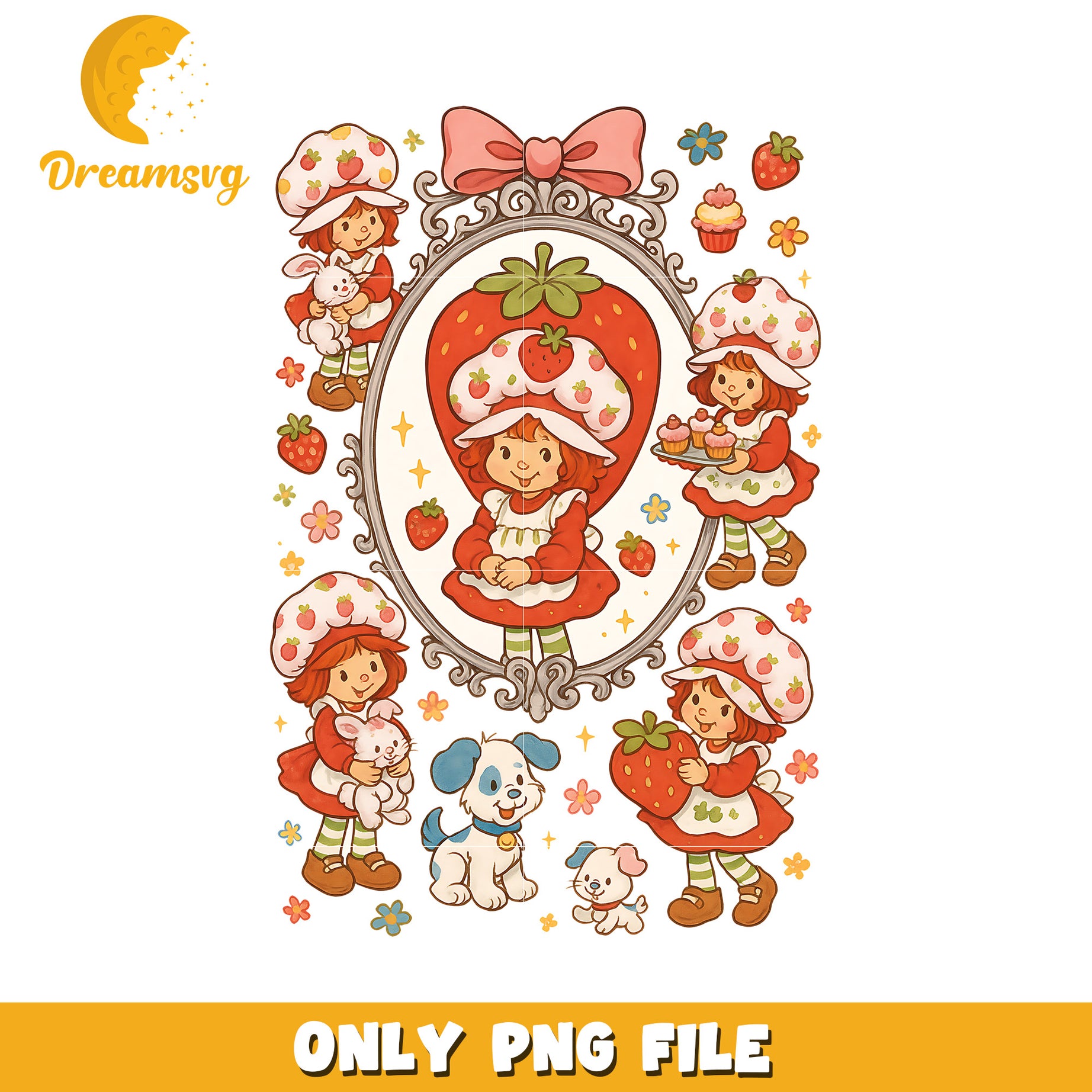 Strawberry shortcake png, shortcake art png, strawberry shortcake design png