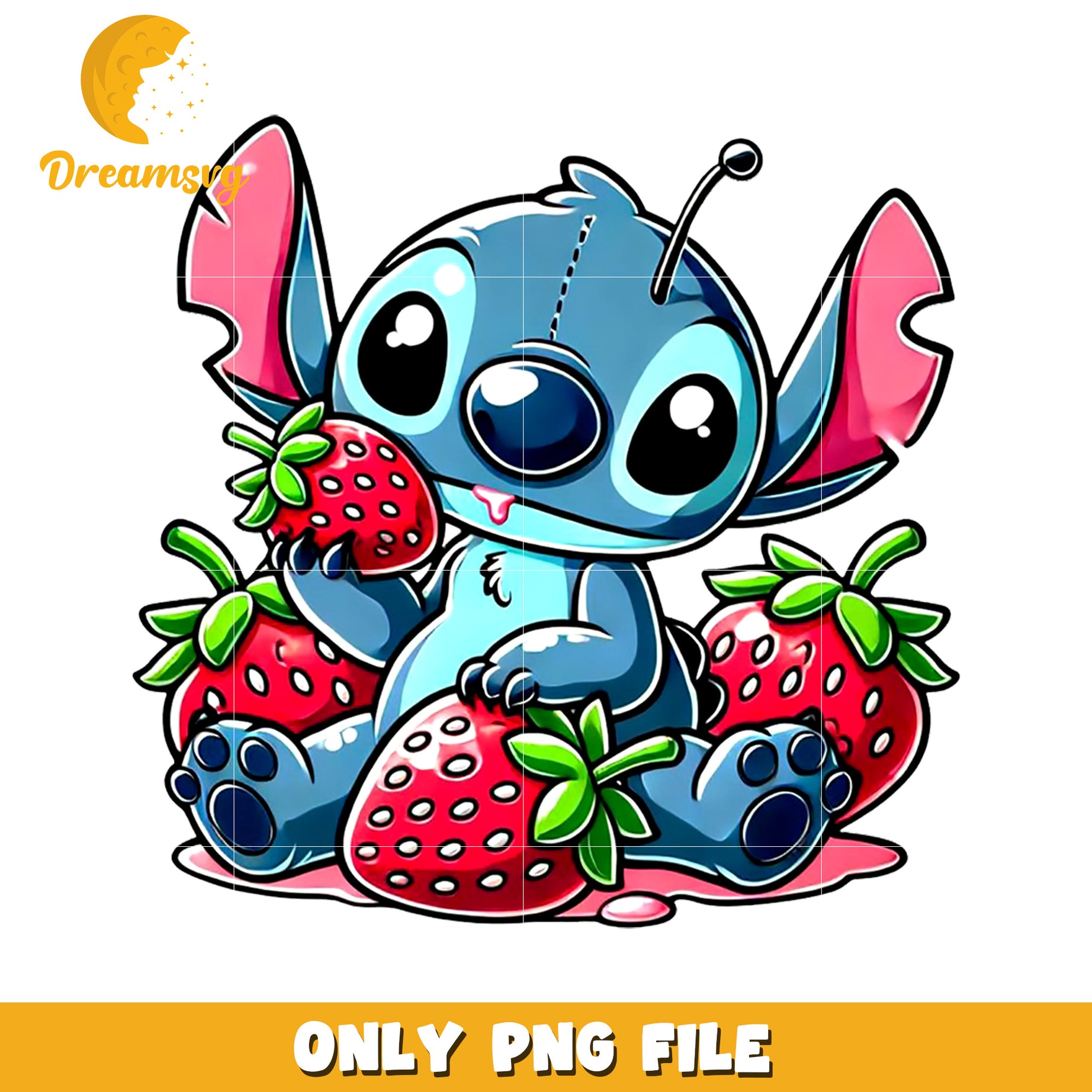 Strawberry stitch png, cute stitch png, lilo and stitch cartoon png