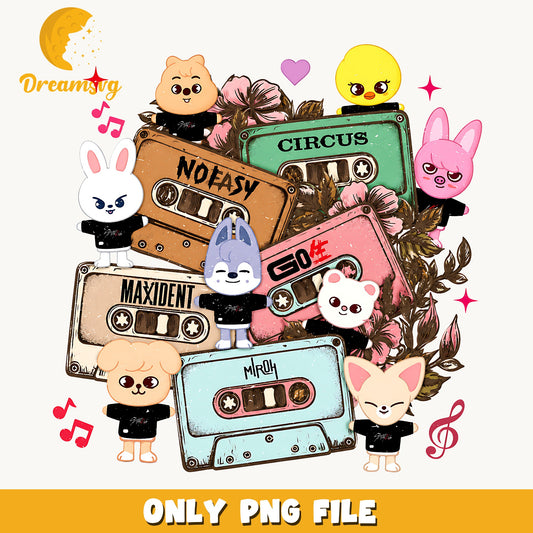 Stray Kids Cassette Tapes PNG, Skzoo Members, Kpop PNG
