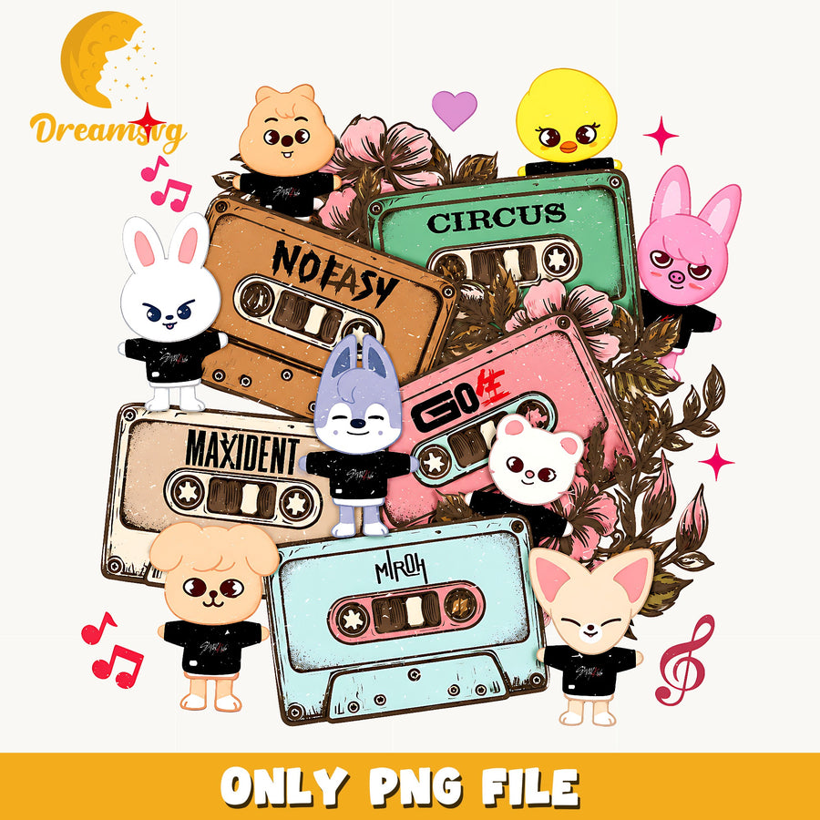 Stray Kids Cassette Tapes PNG, Skzoo Members, Kpop PNG