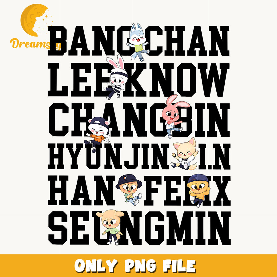Stray Kids Member Names PNG, Skzoo Cartoon, Fan PNG