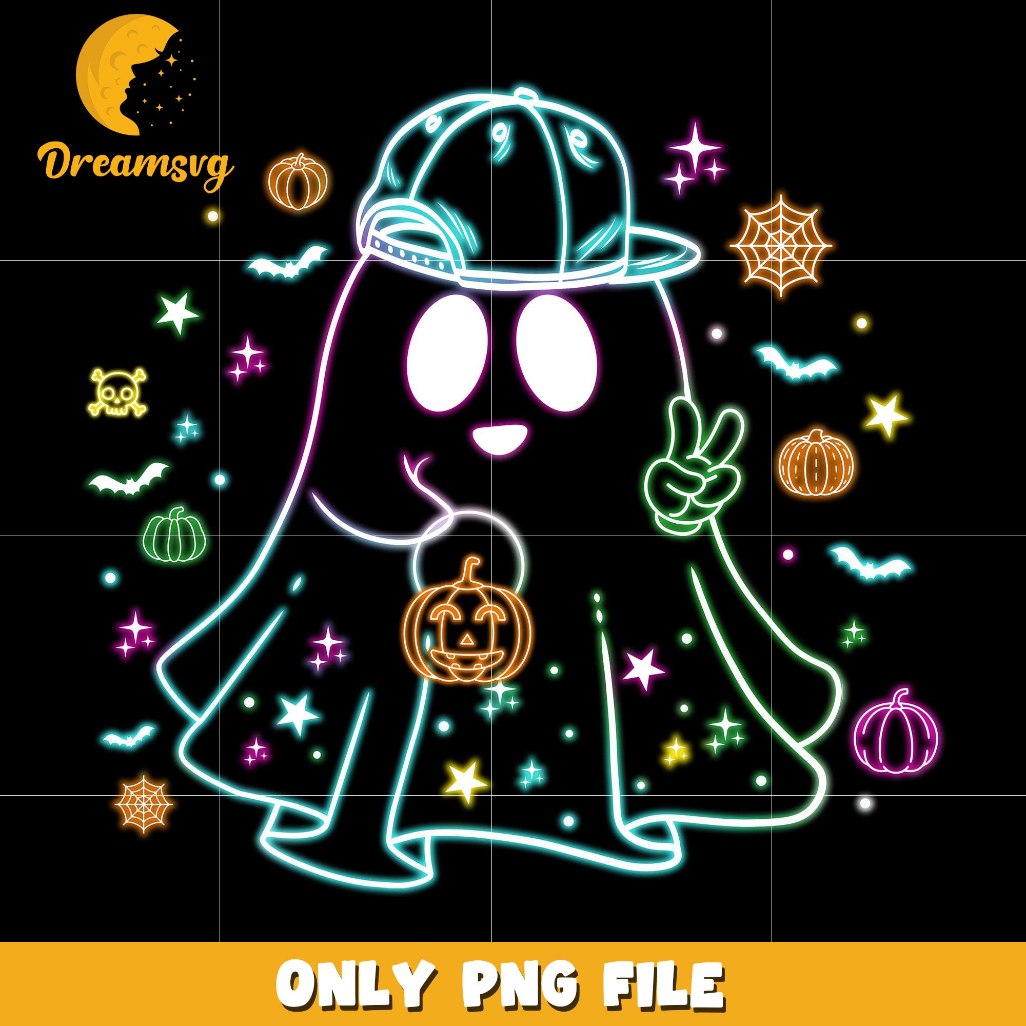Street style halloween neon png, spooky season​ png, halloween pumpkin png