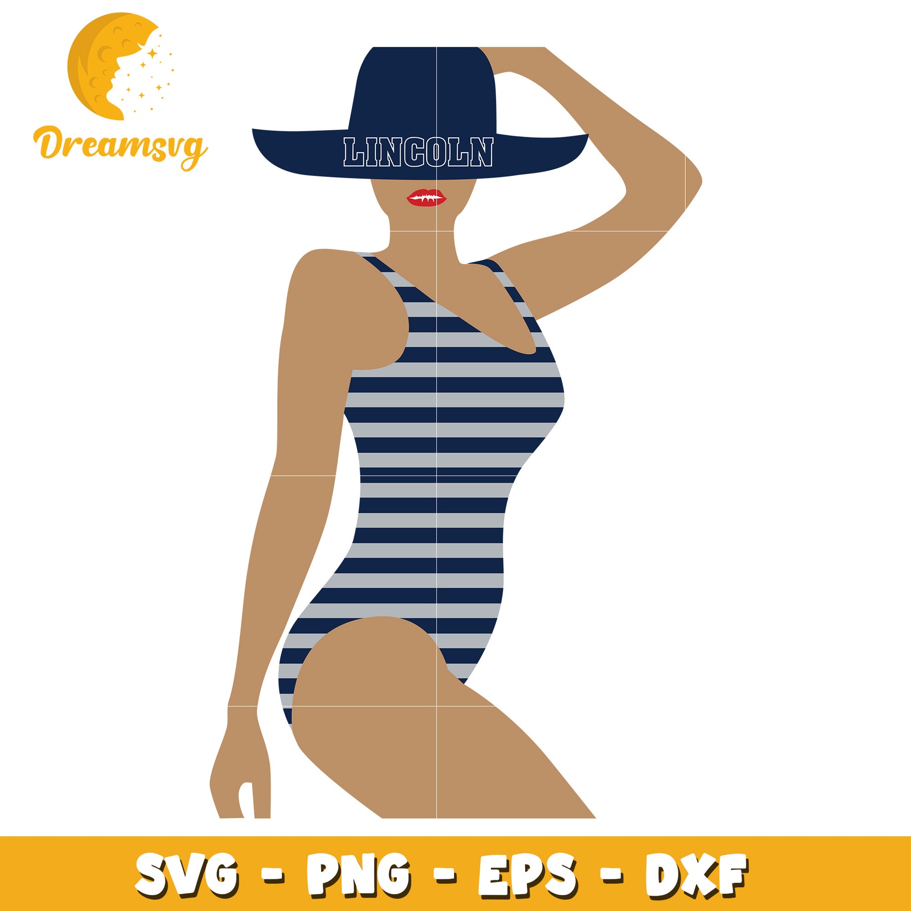 Striped Swimsuit SVG Cut File Lincoln Hat