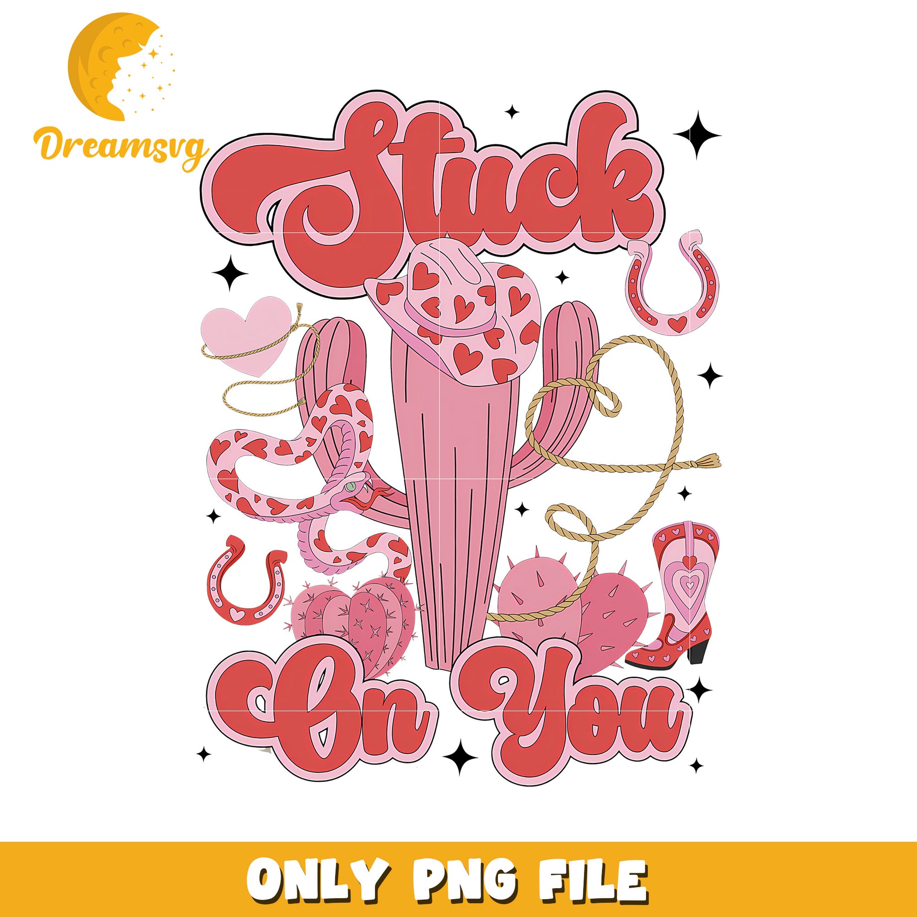 Stuck On You Cactus Valentine PNG