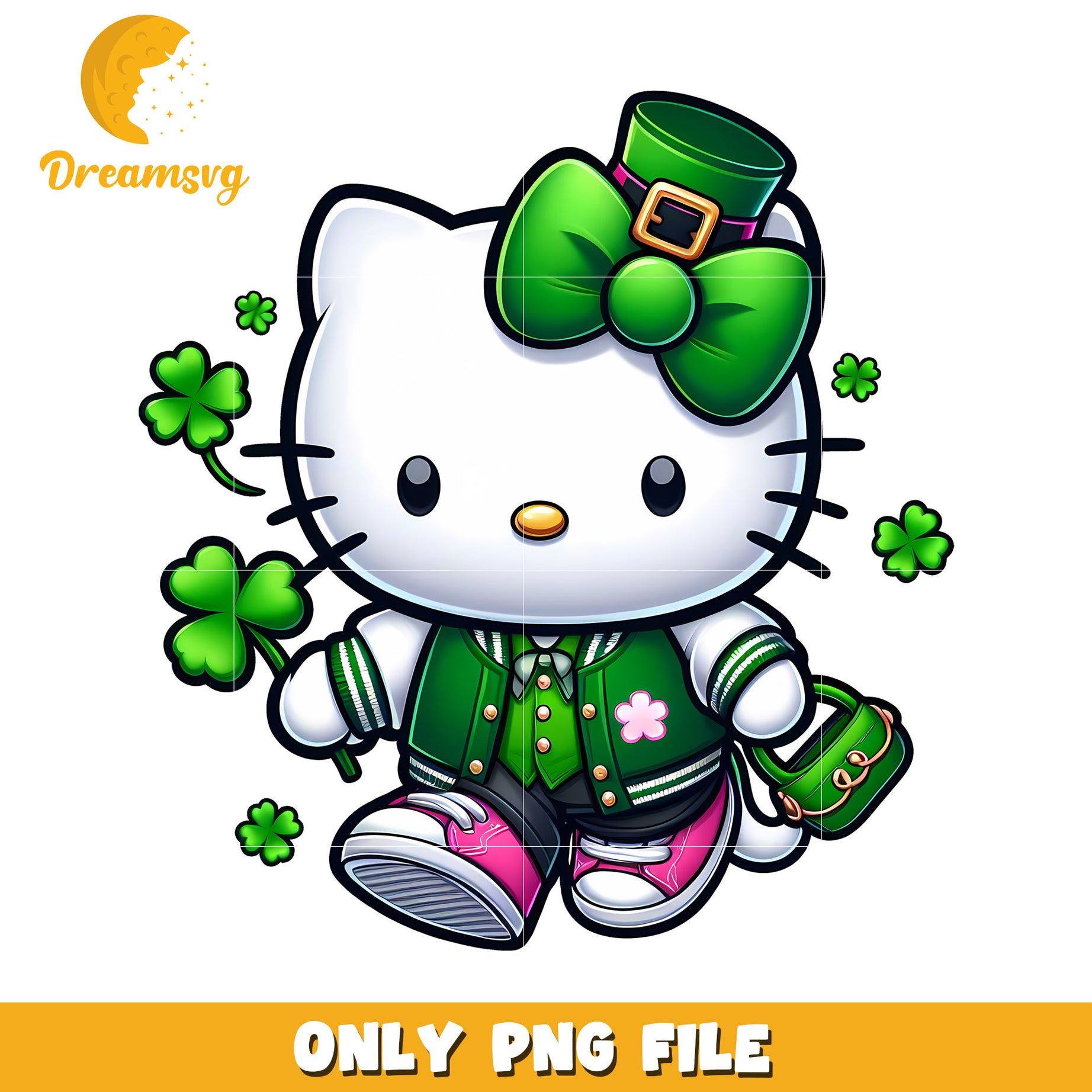 Stunning Hello Kitty PNG File for St Patrick's Day Celebrations