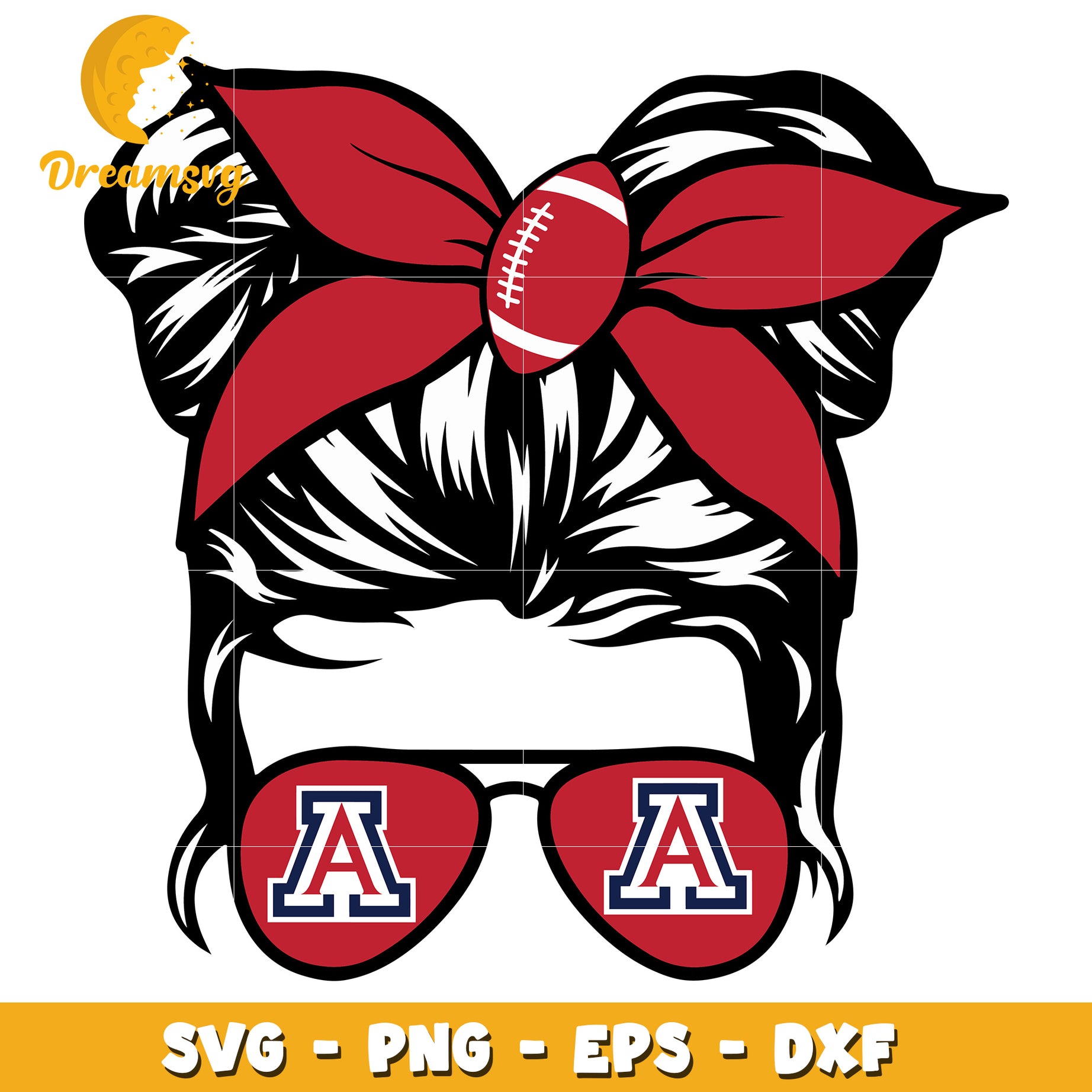 Stylish Arizona Football Girl Hair Bow SVG Graphic Design File