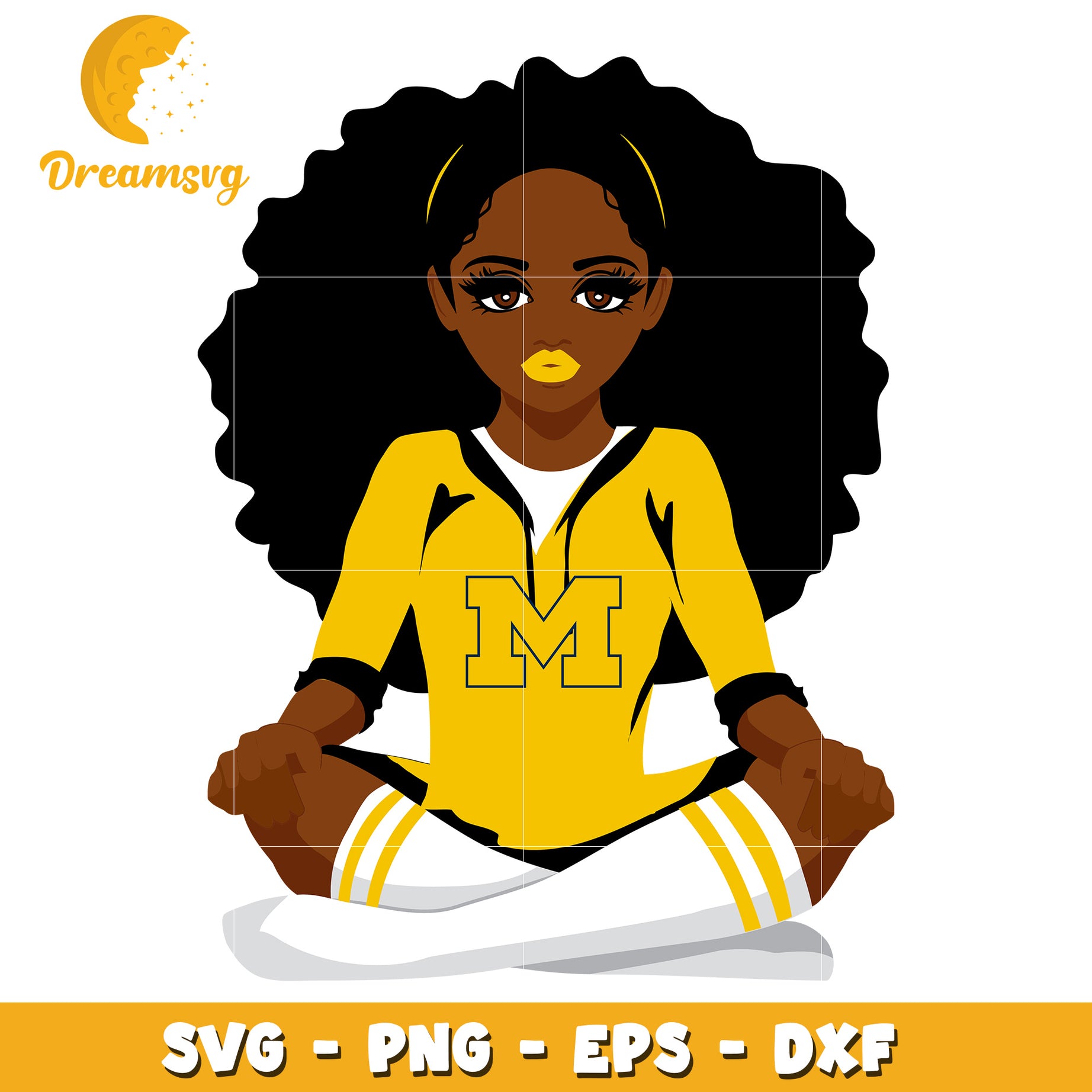 Stylish Black Girl Mascot SVG Cheerleader for School Spirit