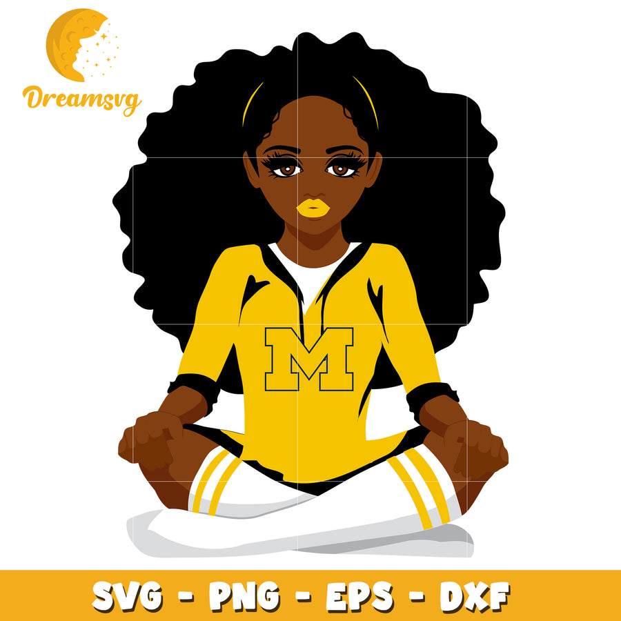 Stylish Black Girl Mascot SVG Cheerleader for School Spirit