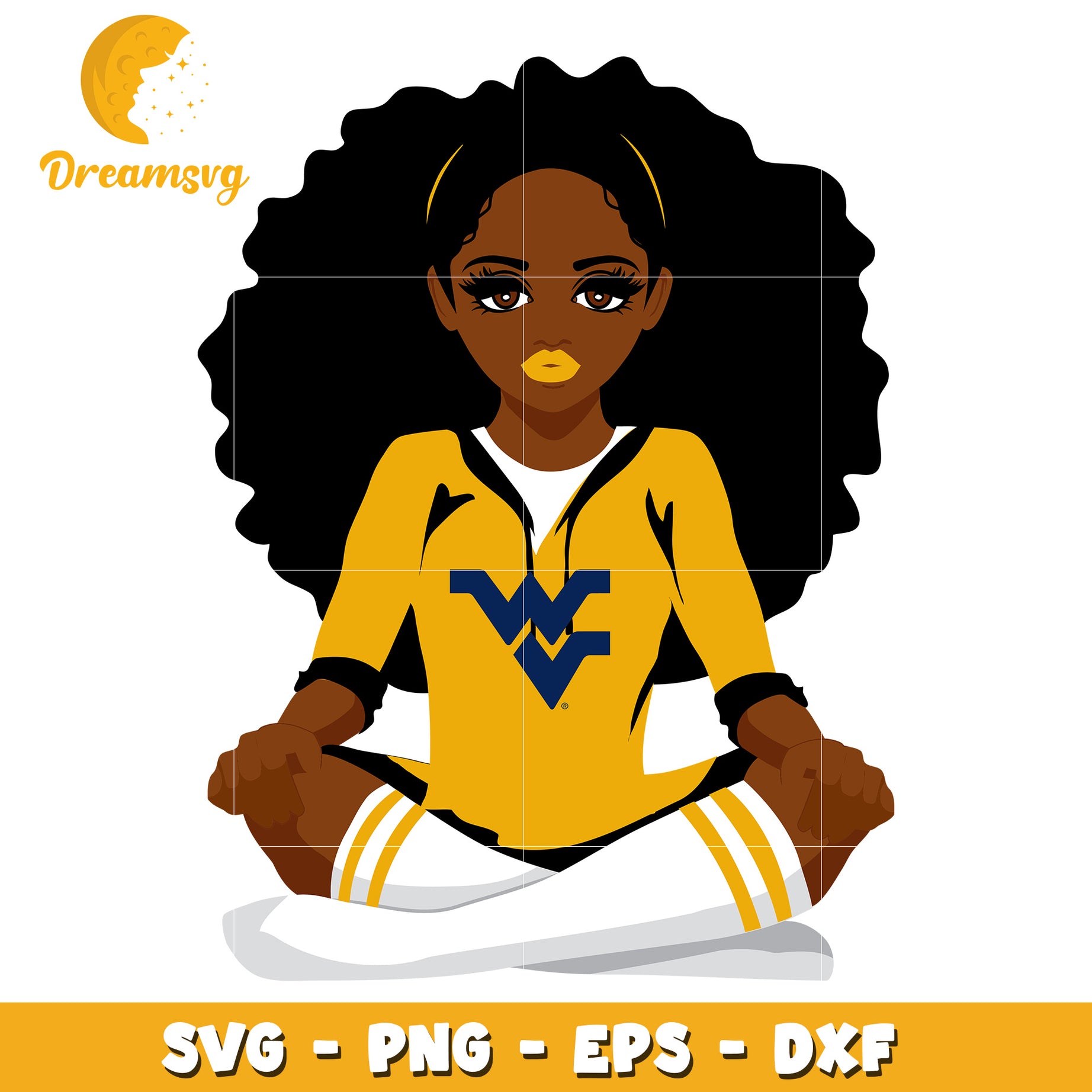 Stylish Black Girl Yoga Pose SVG for West Virginia Fans