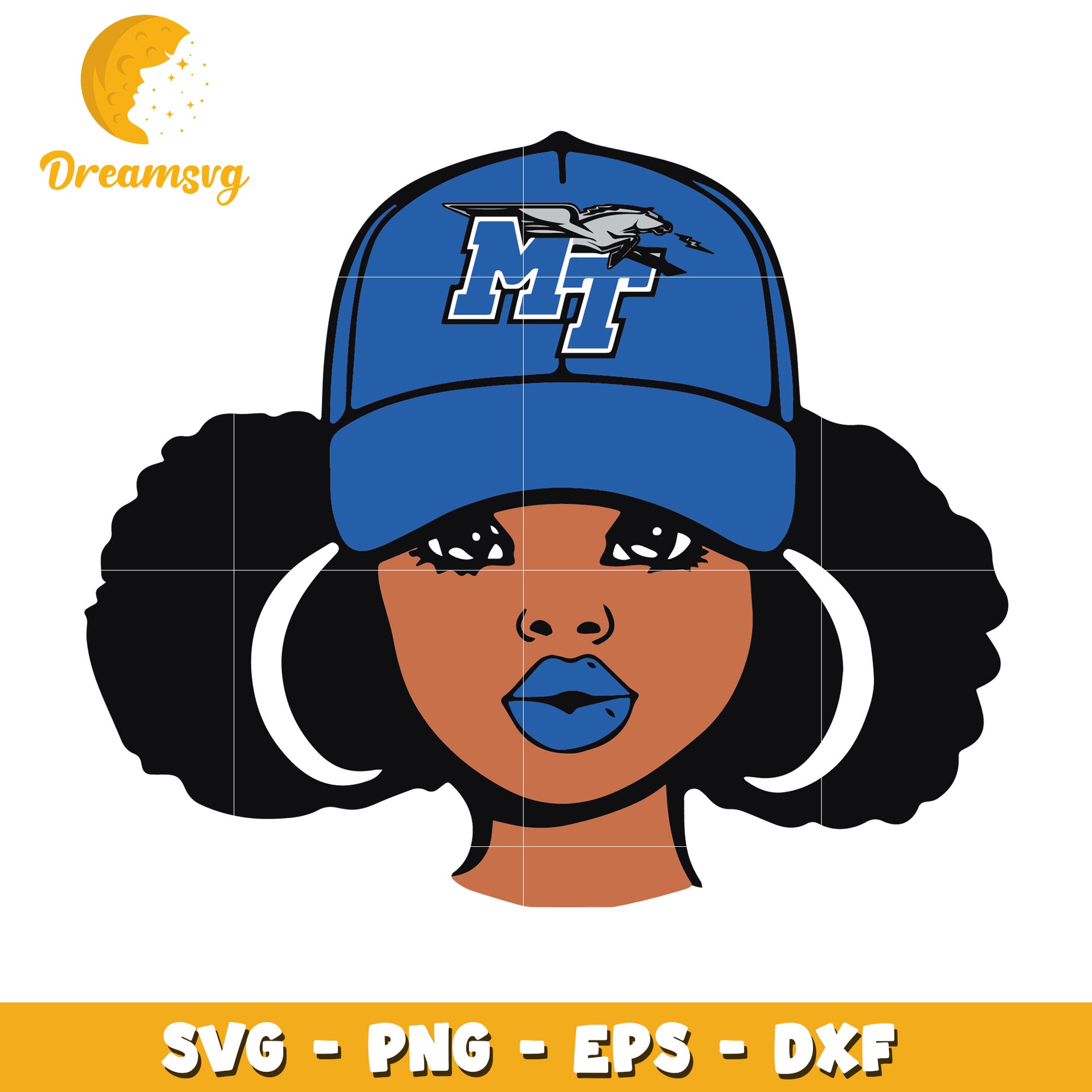 Stylish Black Girl in Blue Hat SVG for Cutting Machines