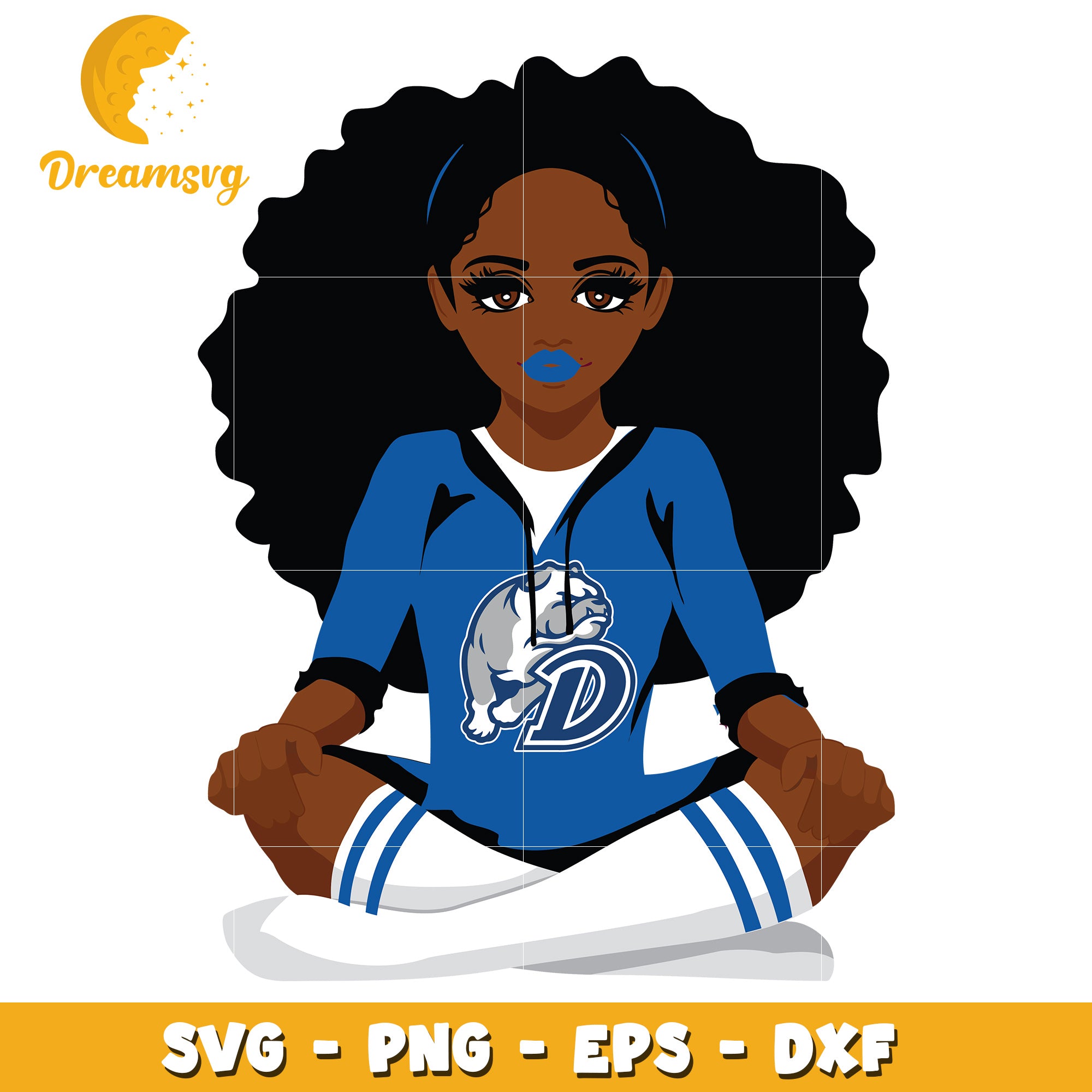Stylish Black Girl in Blue Jersey SVG Digital Art Design