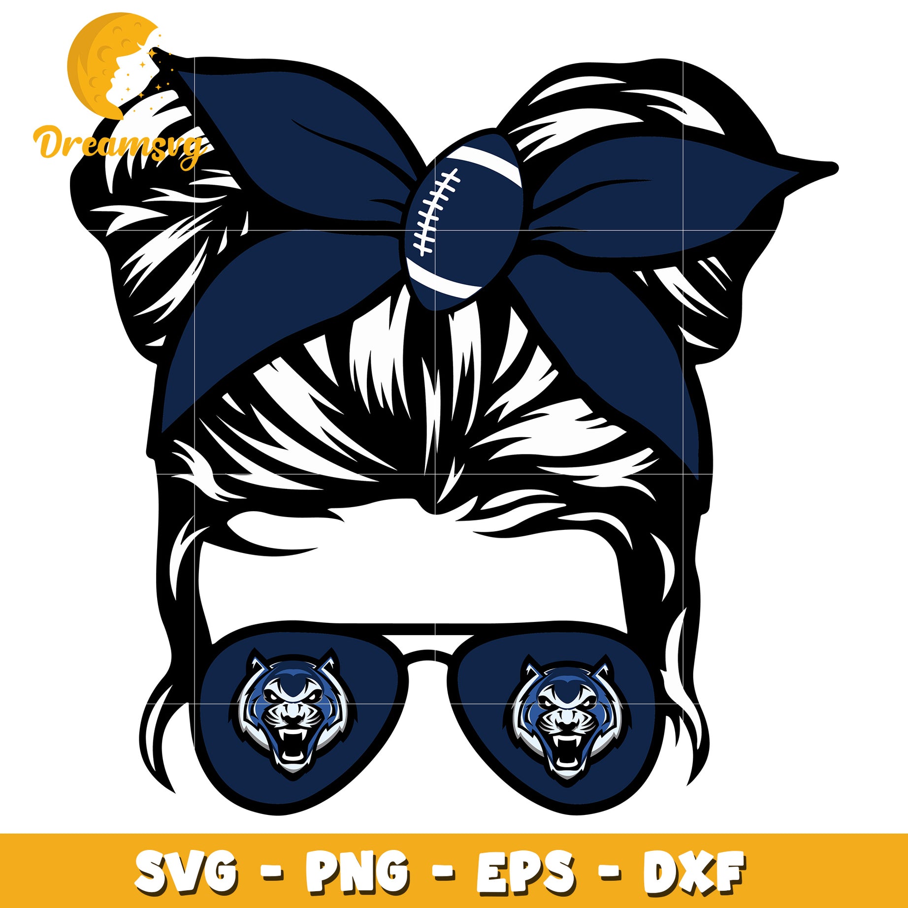 Stylish Hair Girl with Sunglasses and Football SVG Design