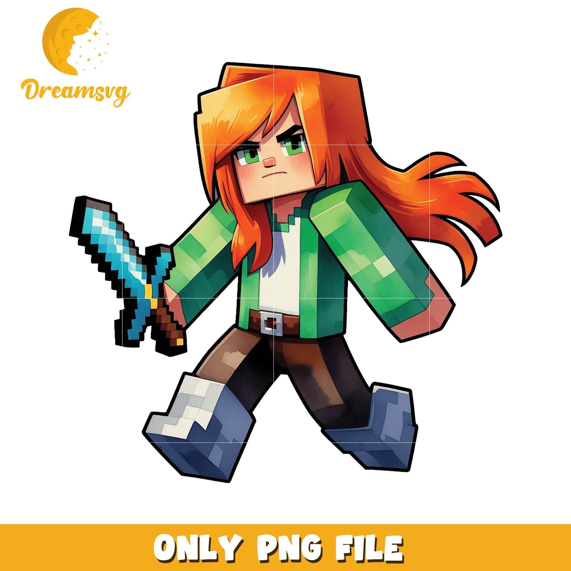 Stylish Minecraft Character PNG, Downloadable File for Gamers