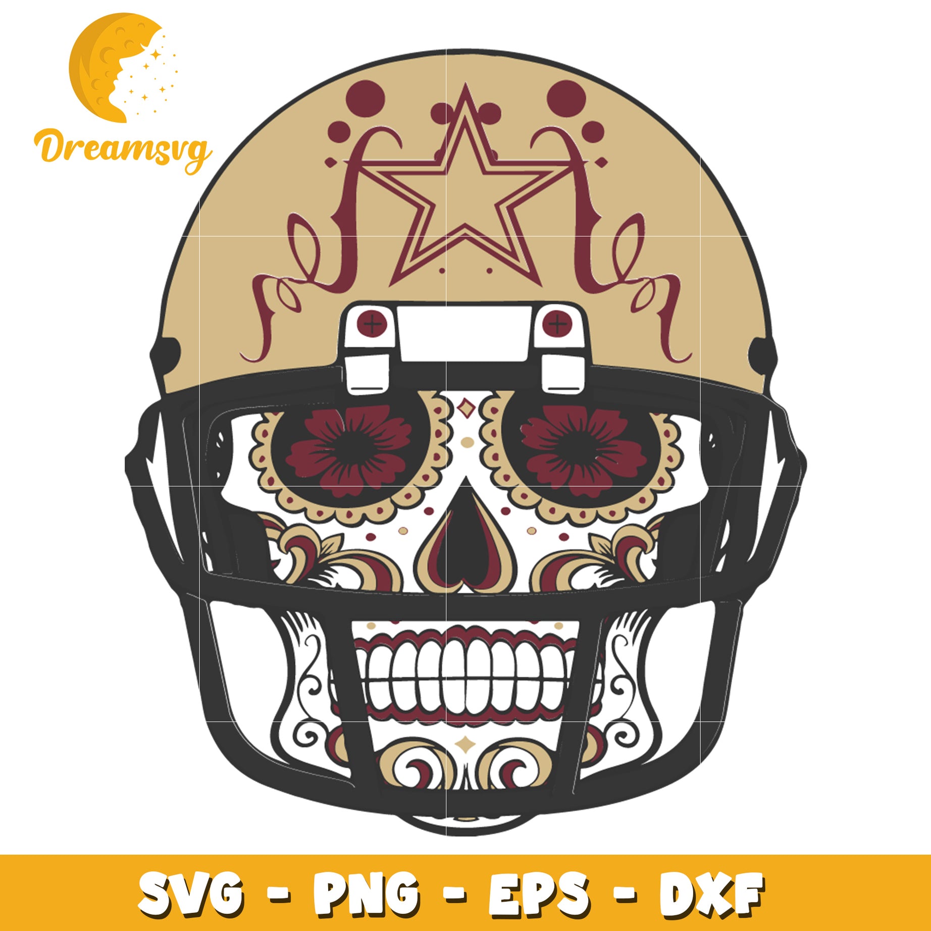 Stylish Skull Design Football Helmet SVG for Creative Projects