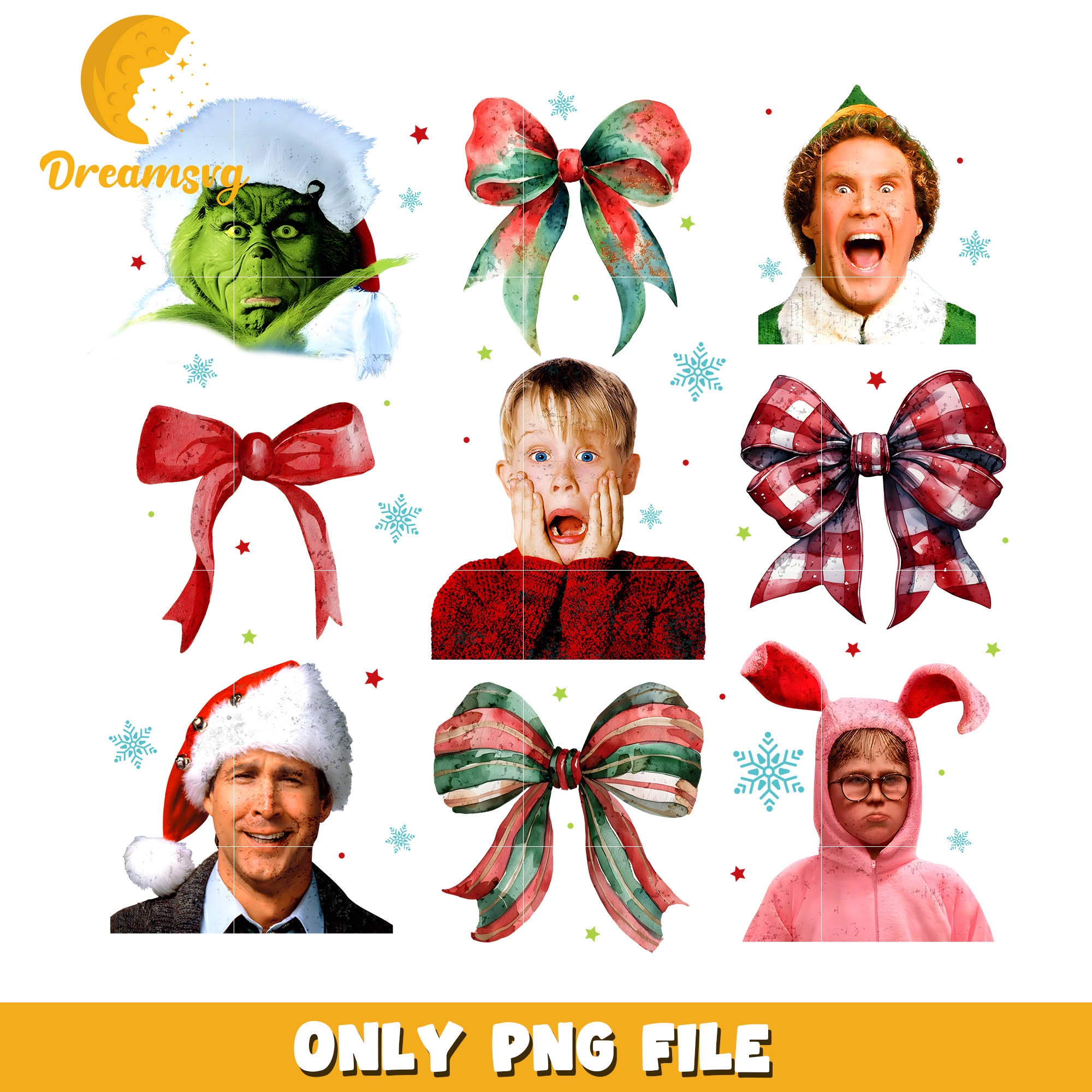 Sublimation and grinch christmas png, christmas bows png