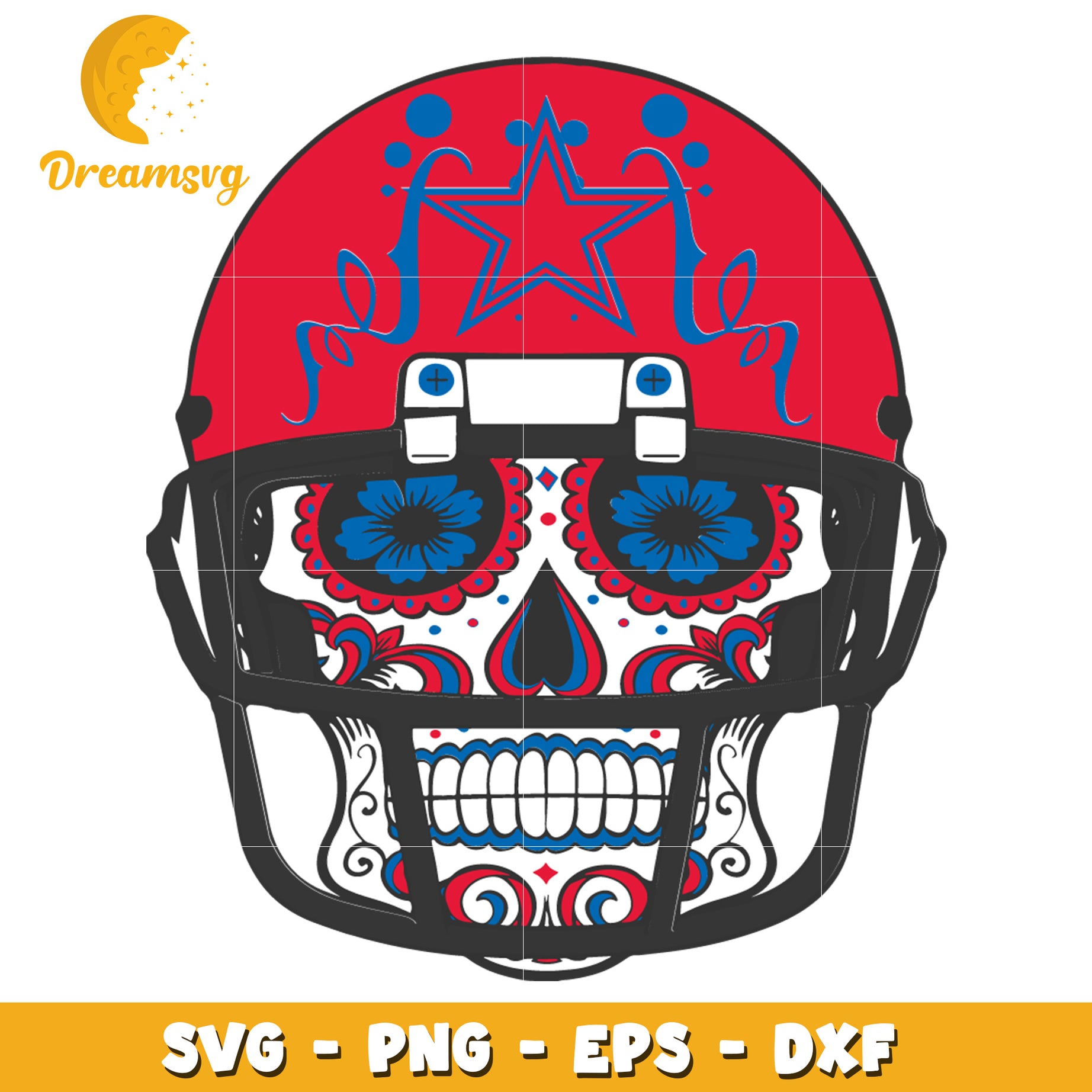 Sugar Skull Football Helmet SVG PNG EPS DXF