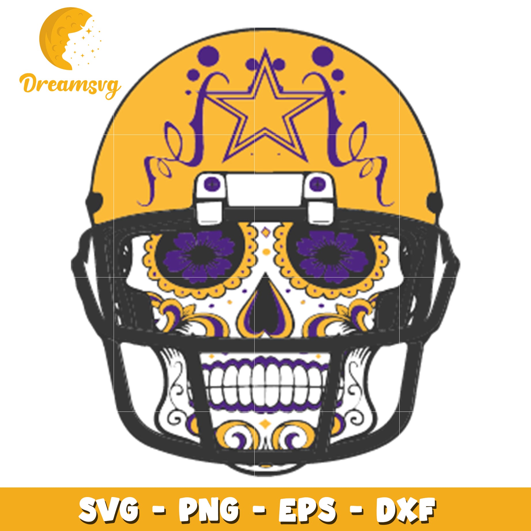 Sugar Skull Football Helmet SVG PNG EPS DXF