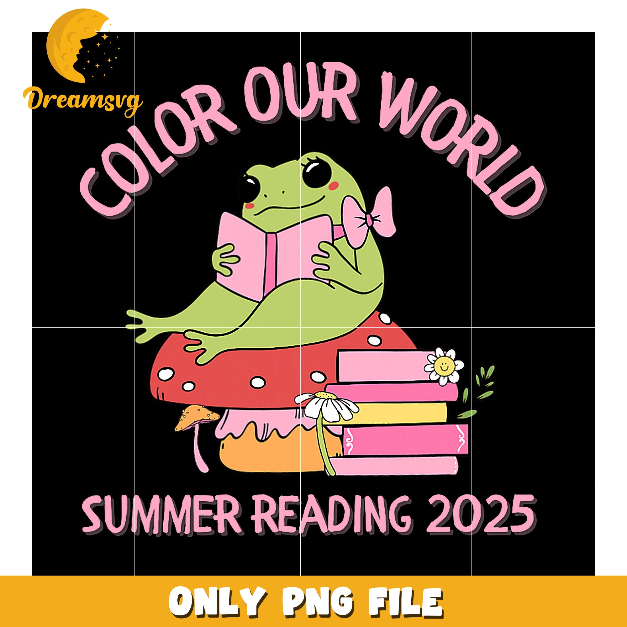 Summer Reading Frog PNG 2025
