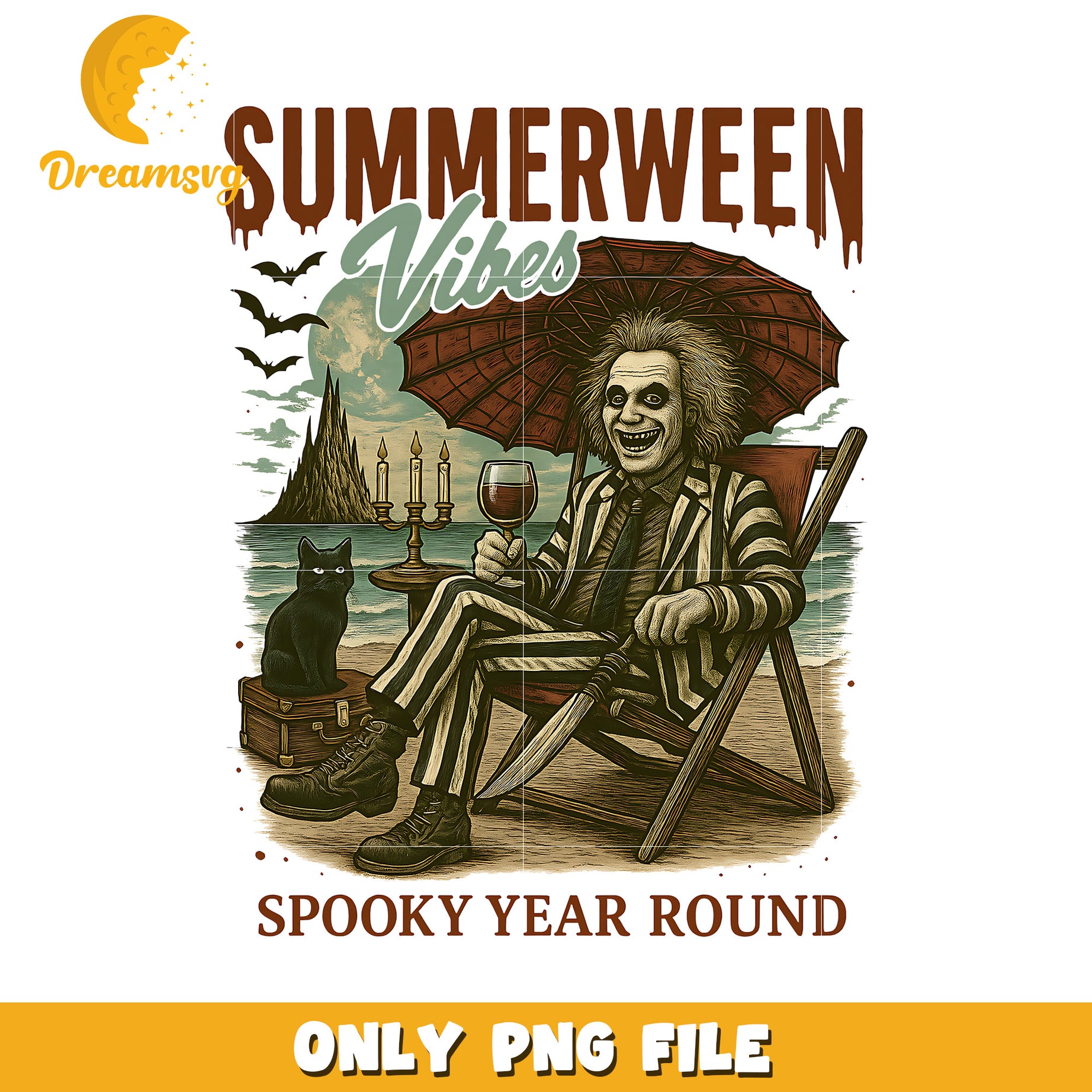 Summerween spooky year round png, spooky halloween png, trick or treat png