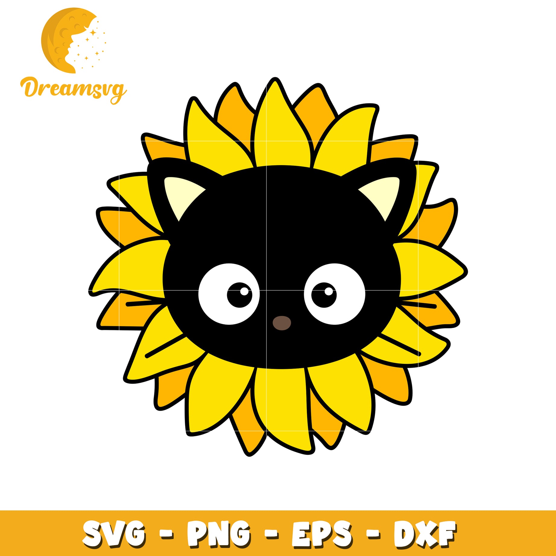 Sunflower Cat Face SVG PNG EPS DXF