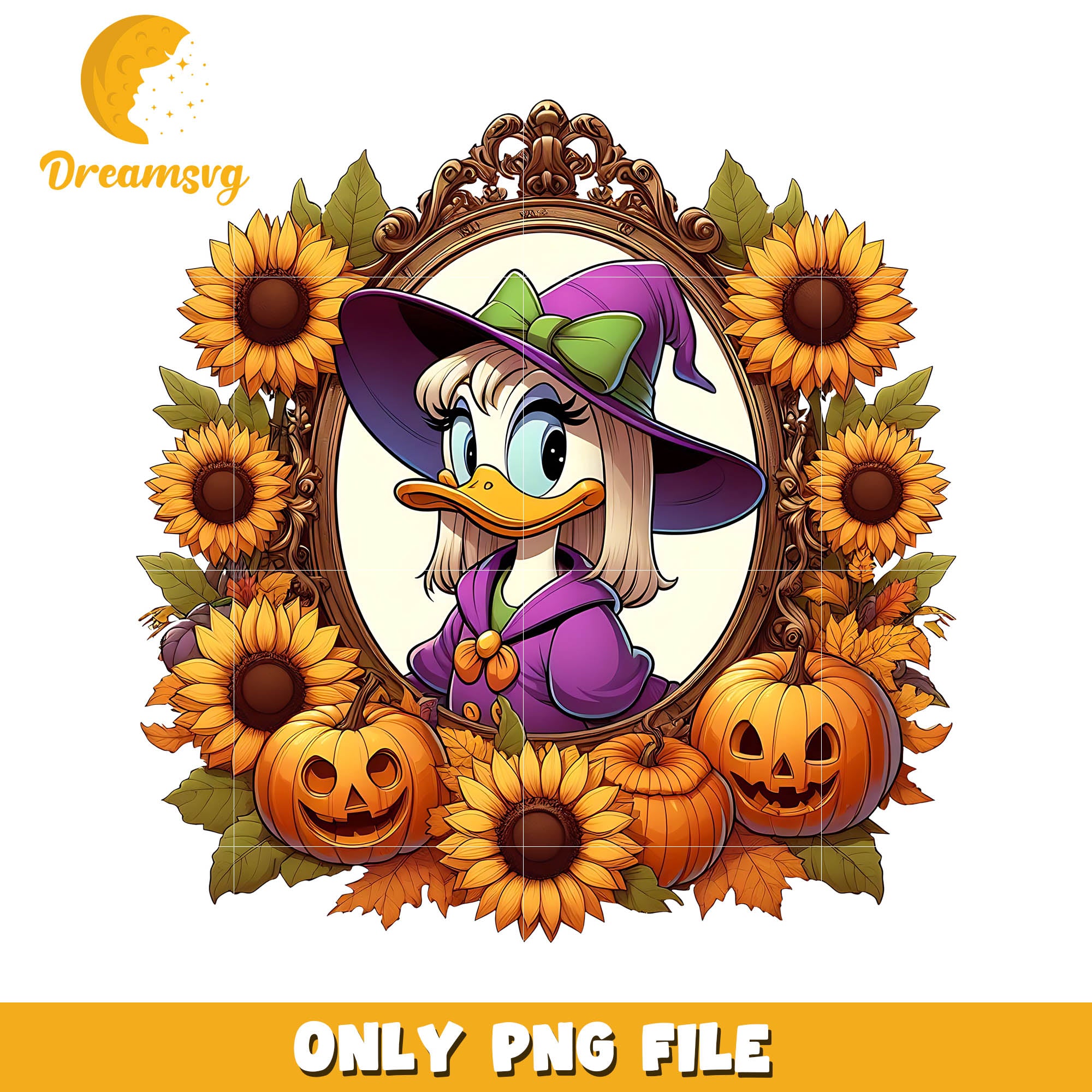 Sunflower Daisy duck halloween png, Disney halloween movie png