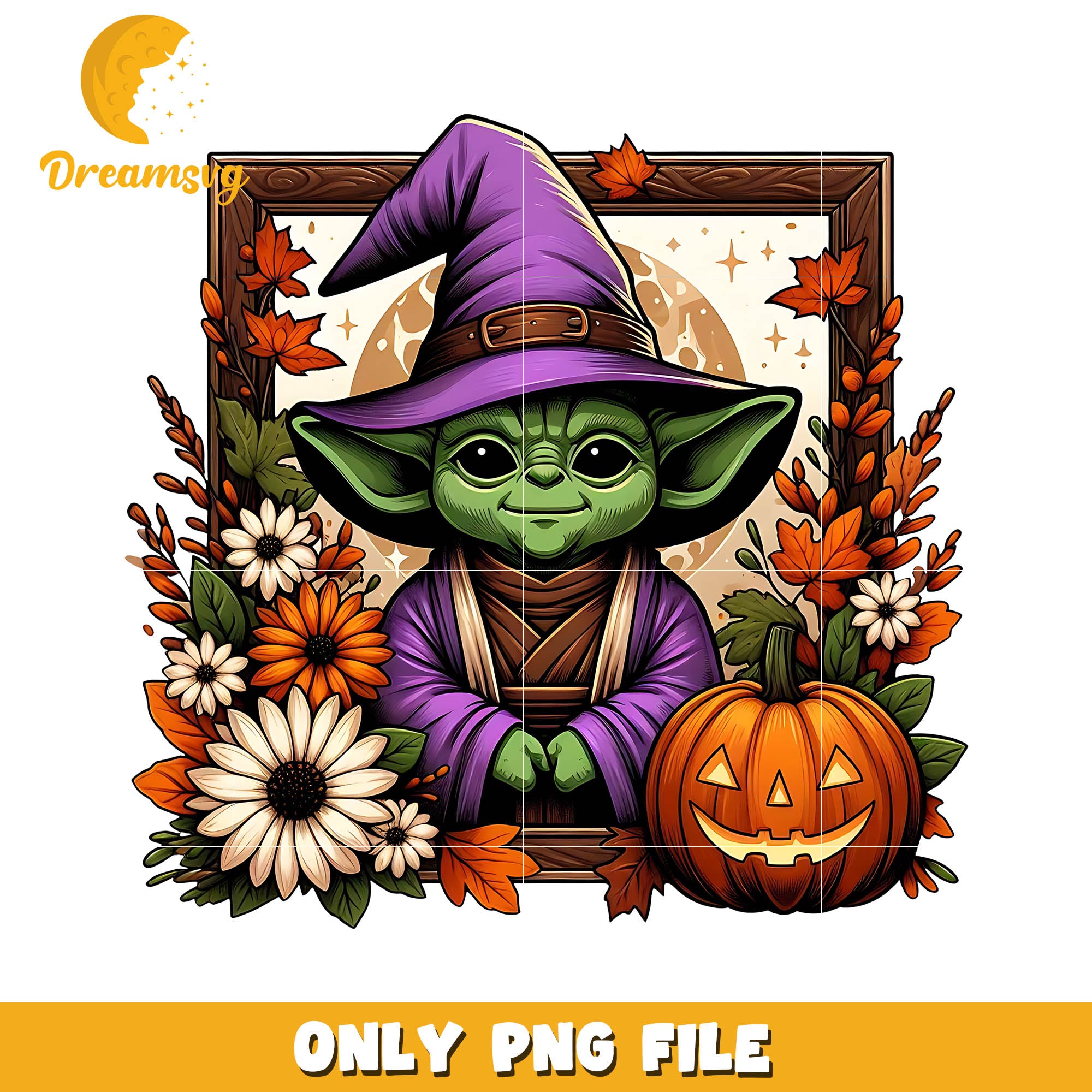 Sunflower Star wars Yoda halloween png, Disney halloween movie png