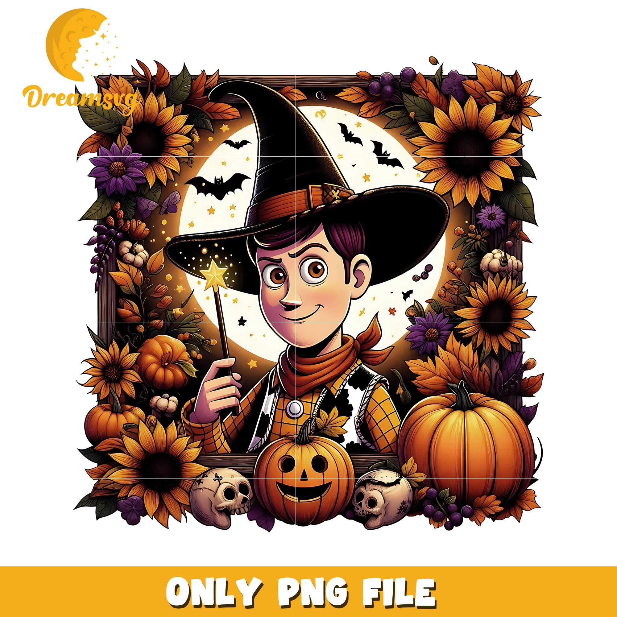 Sunflower Woody halloween png, Disney halloween movie png
