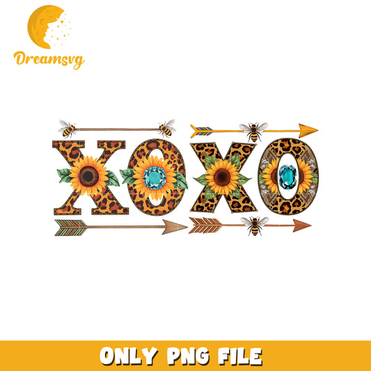 Sunflower xoxo leopard font design png, xoxo png, font design png