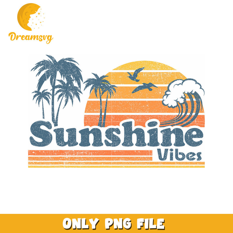 Sunshine Vibes PNG Retro Summer Beach Design