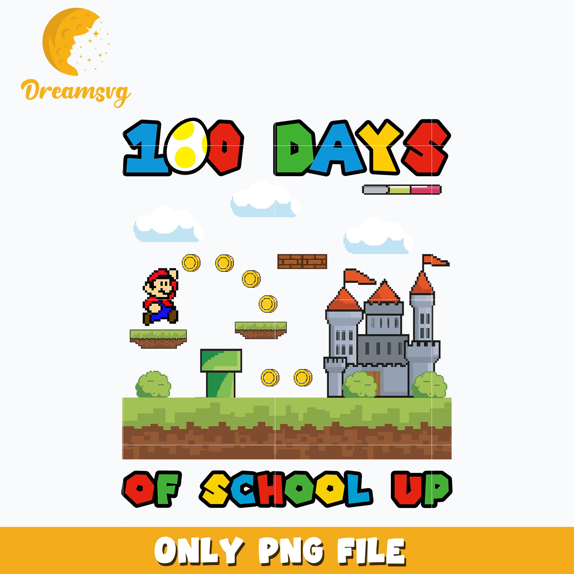 100 days of school Super Mario Bros Png