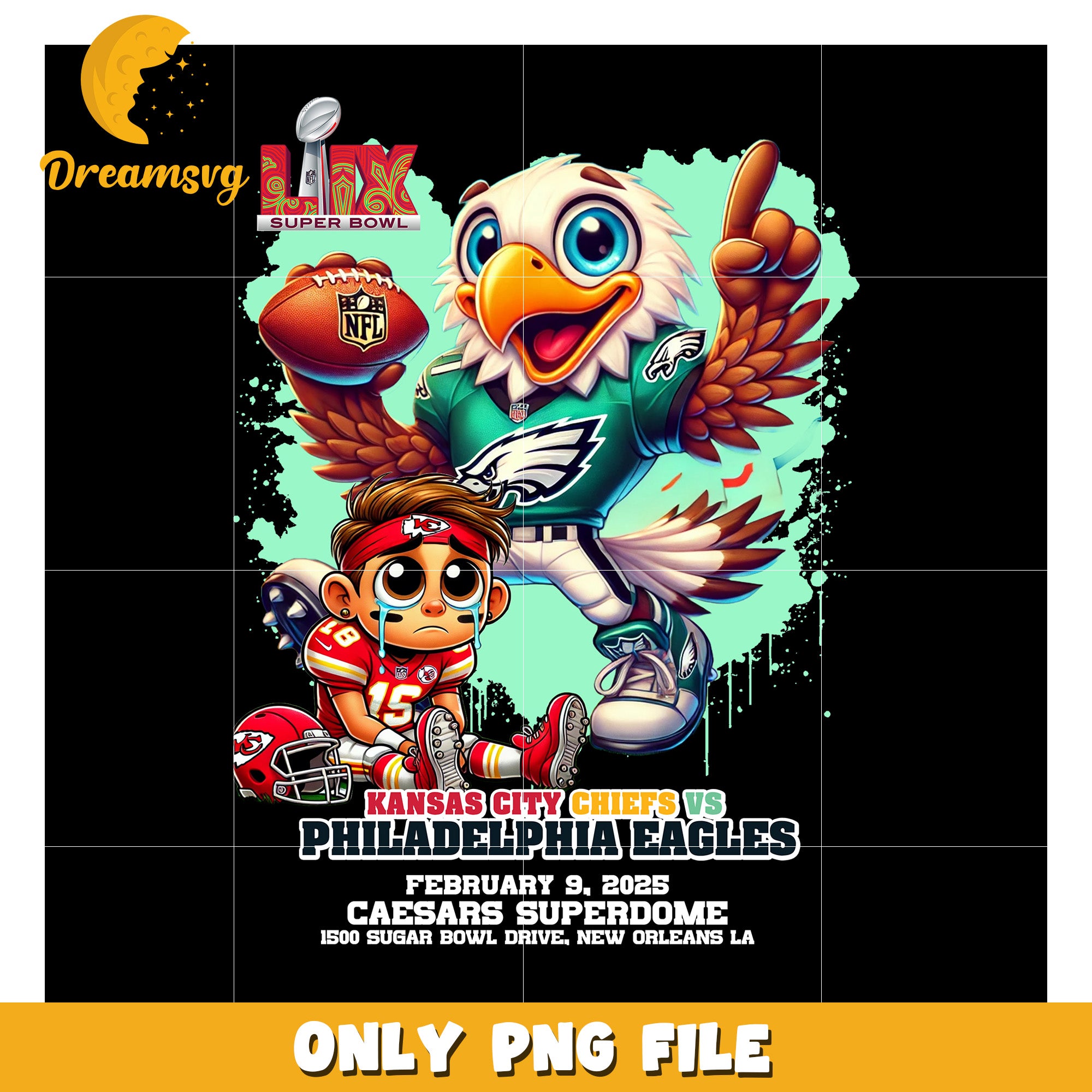 Super Bowl 2025 PNG File Chiefs vs Eagles Design – DreamSVG Store